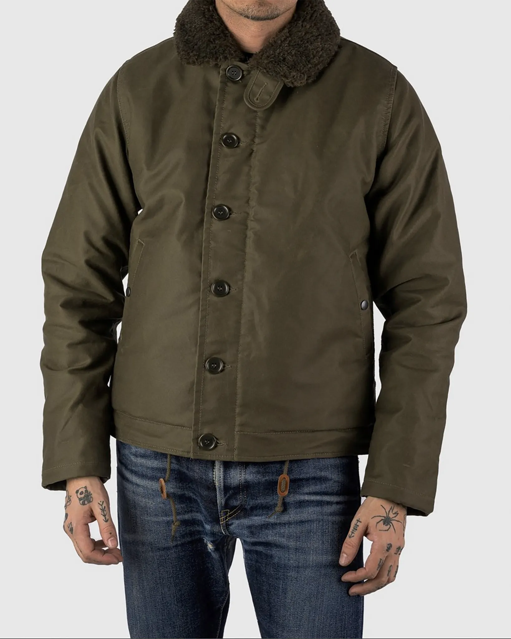 Oiled Whipcord N1 Deck Jacket - Olive