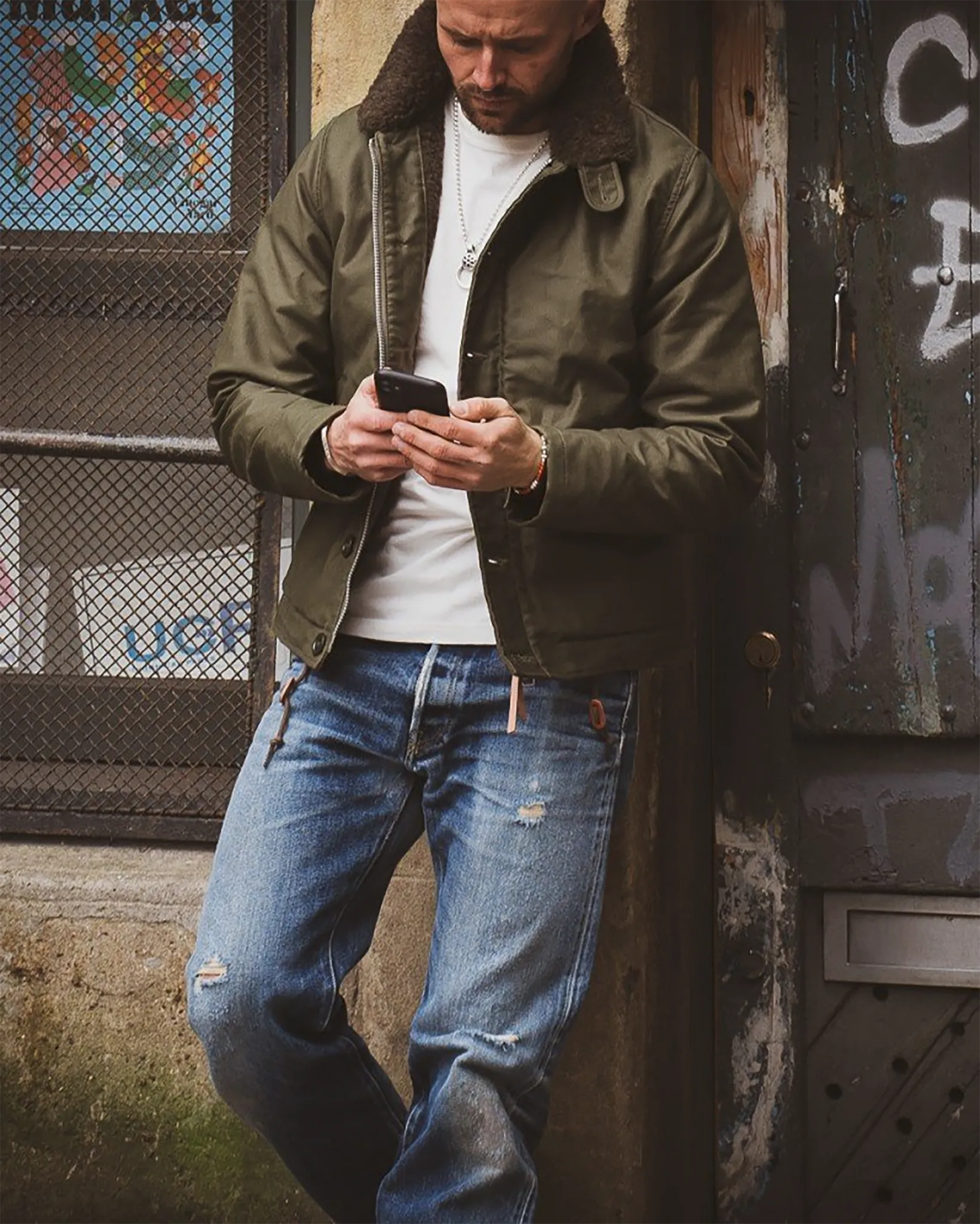 Oiled Whipcord N1 Deck Jacket - Olive