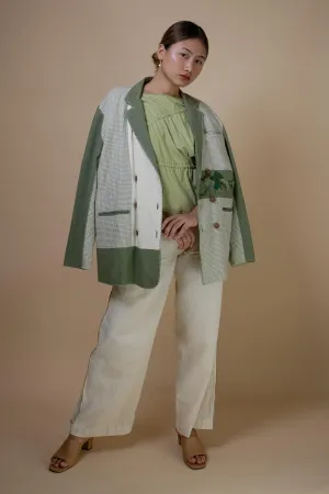 Olive Embroidered Detail Blazer