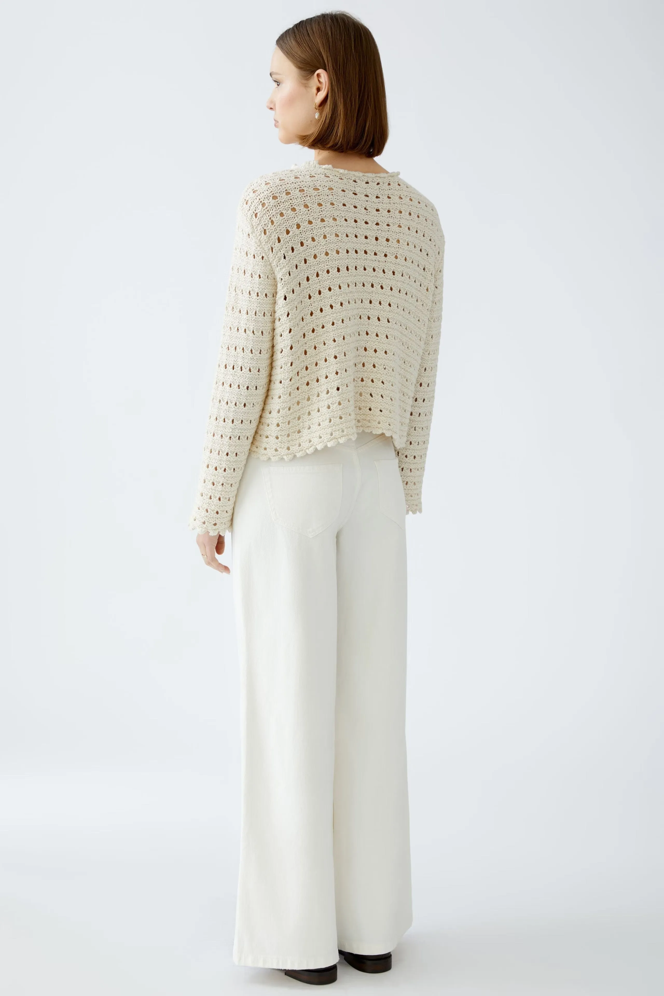 Oui Gardenia Cream Crochet Top