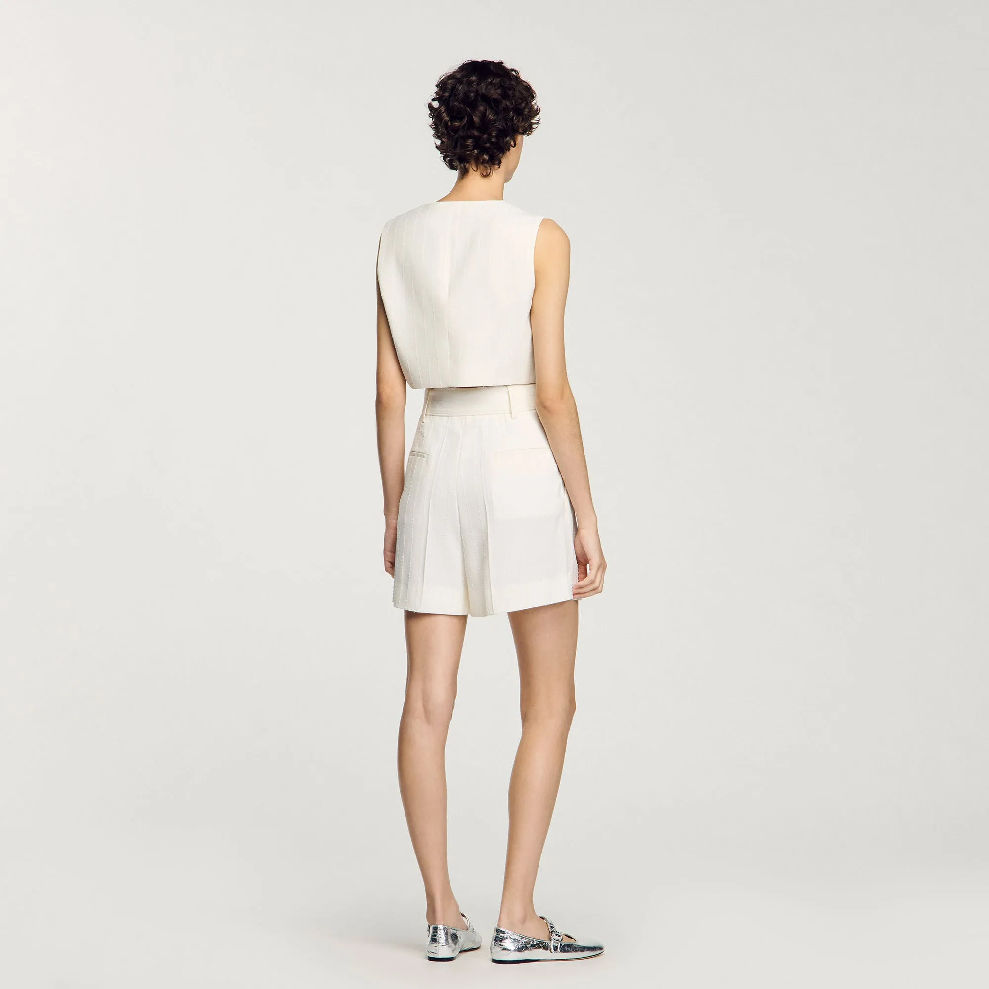 Palais Sequin High-Waisted Shorts Ecru
