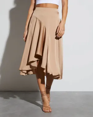 Palmer Satin Ruffle Midi Skirt