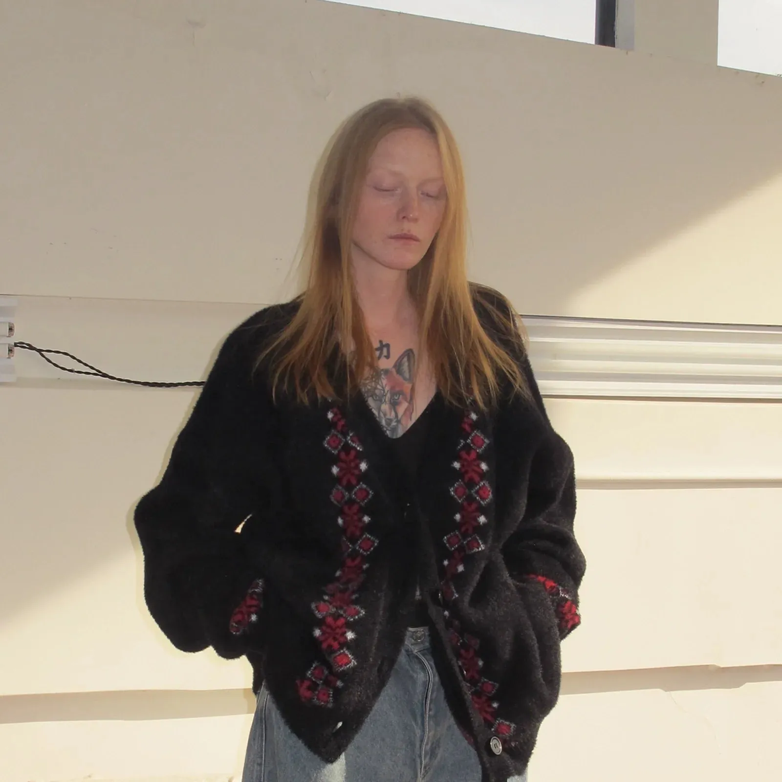 Patterned Wool Cardigan