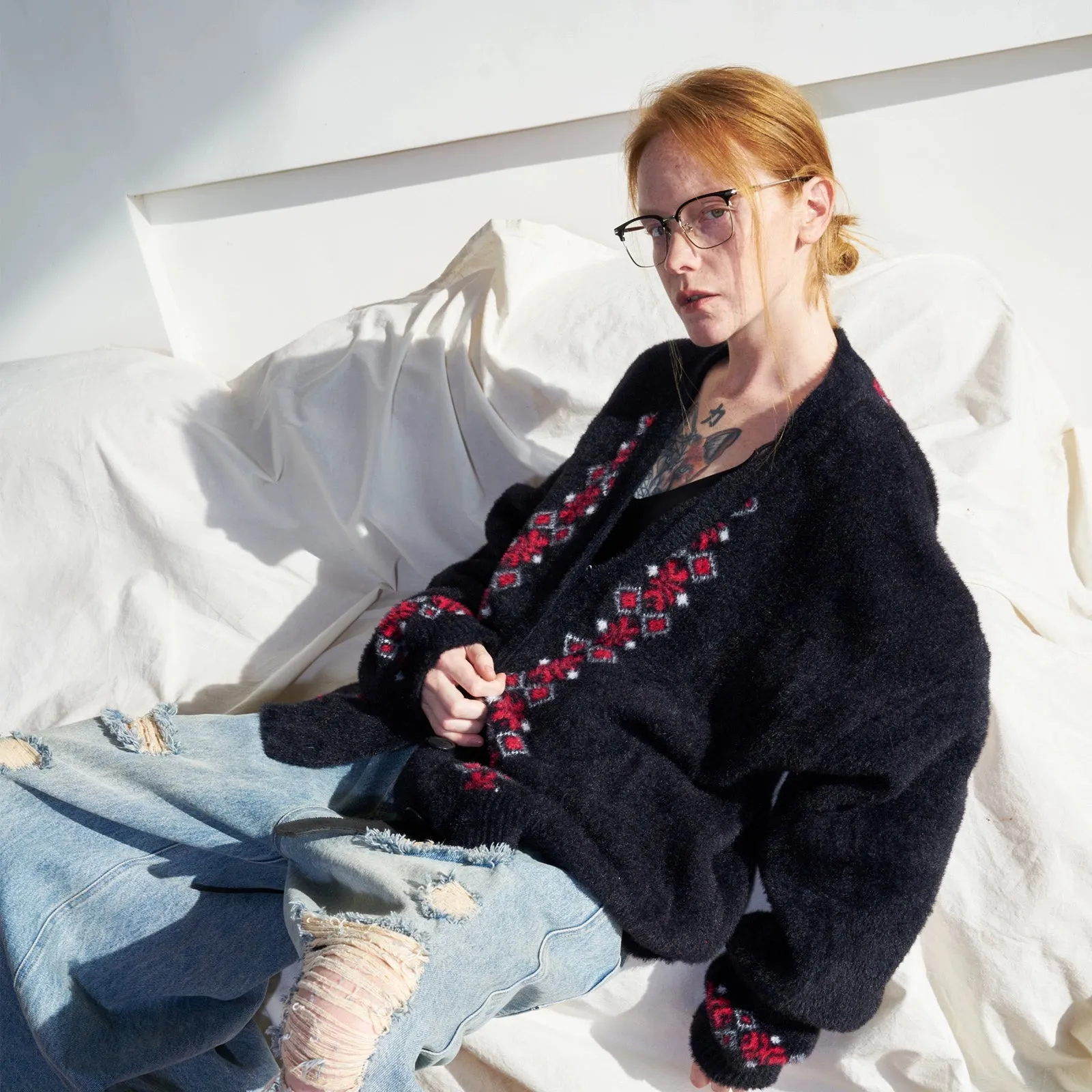 Patterned Wool Cardigan