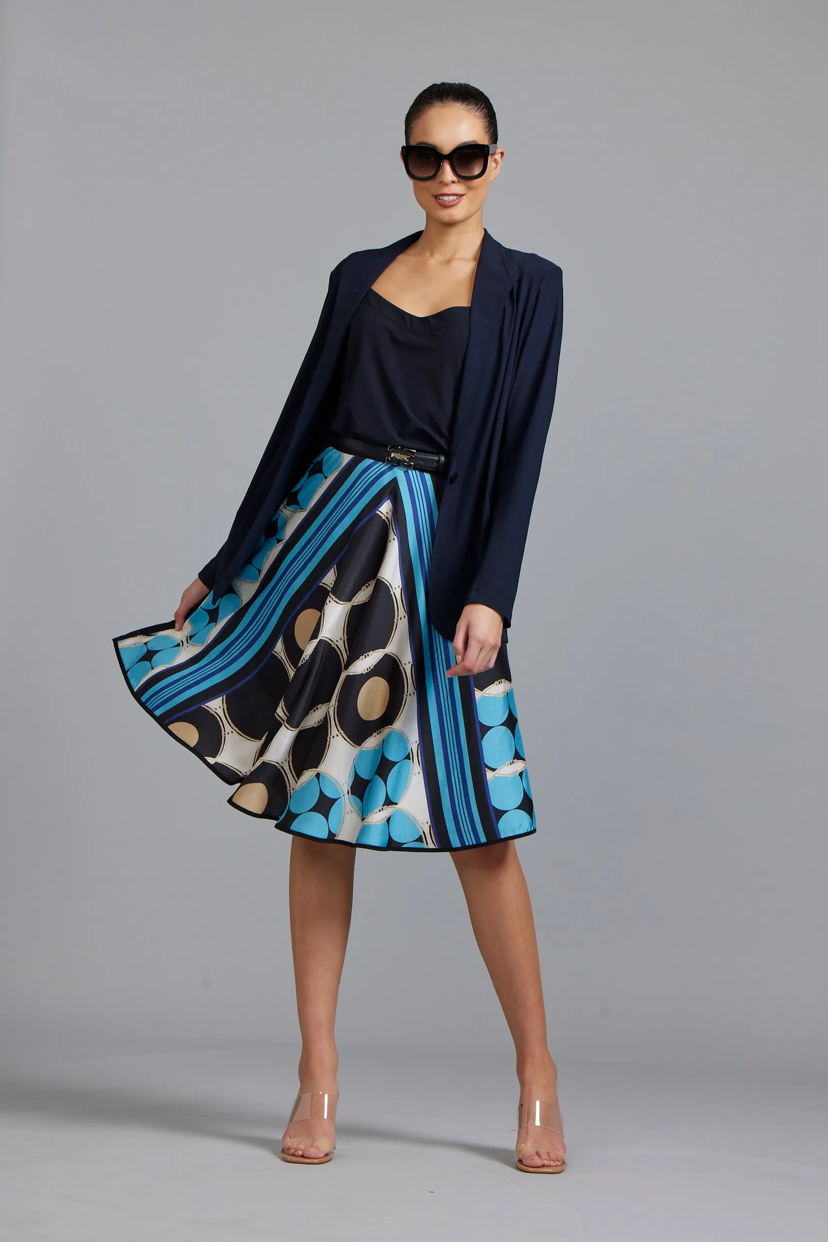 PAULA RYAN - Foulard Print Skirt - 8734