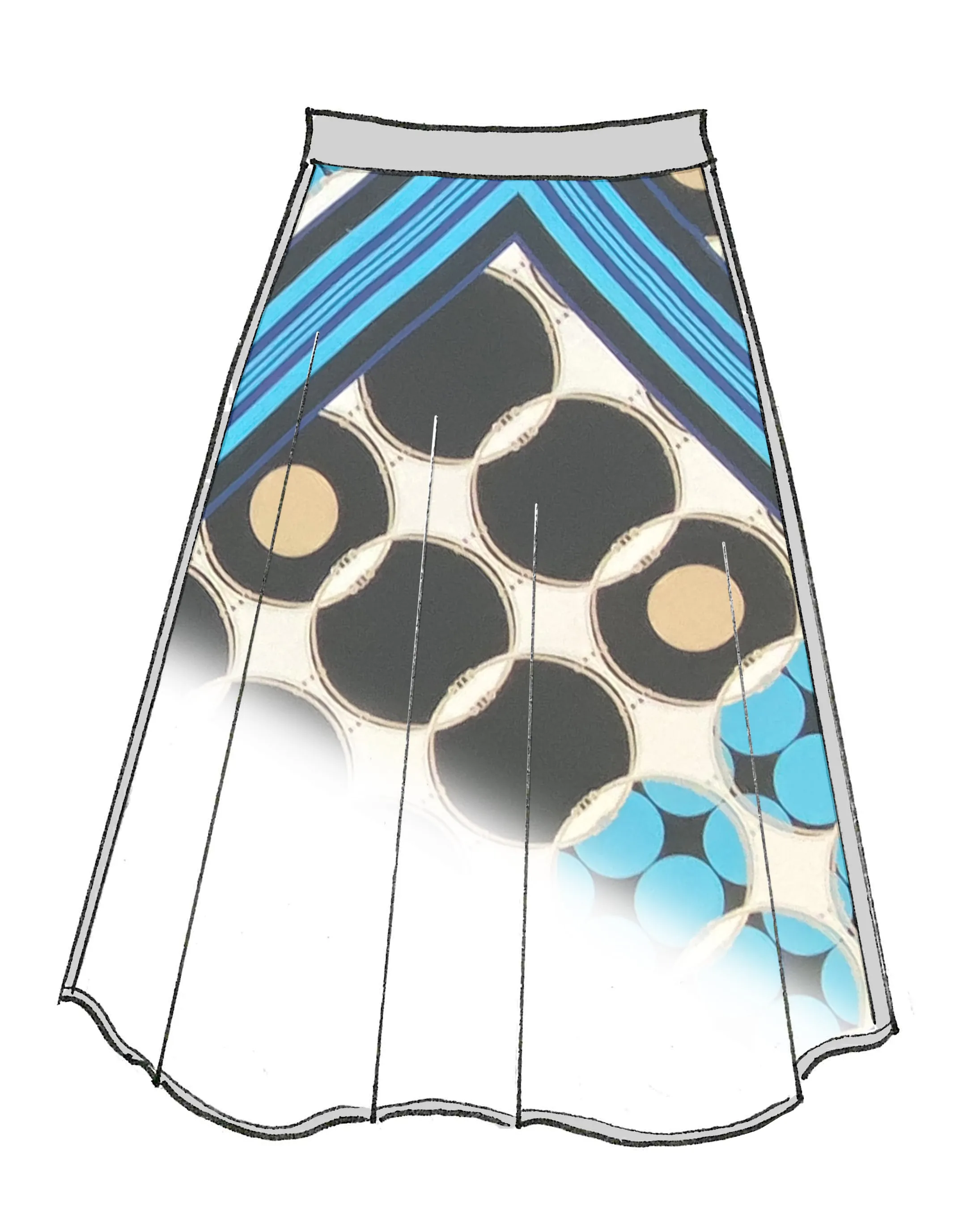 PAULA RYAN - Foulard Print Skirt - 8734