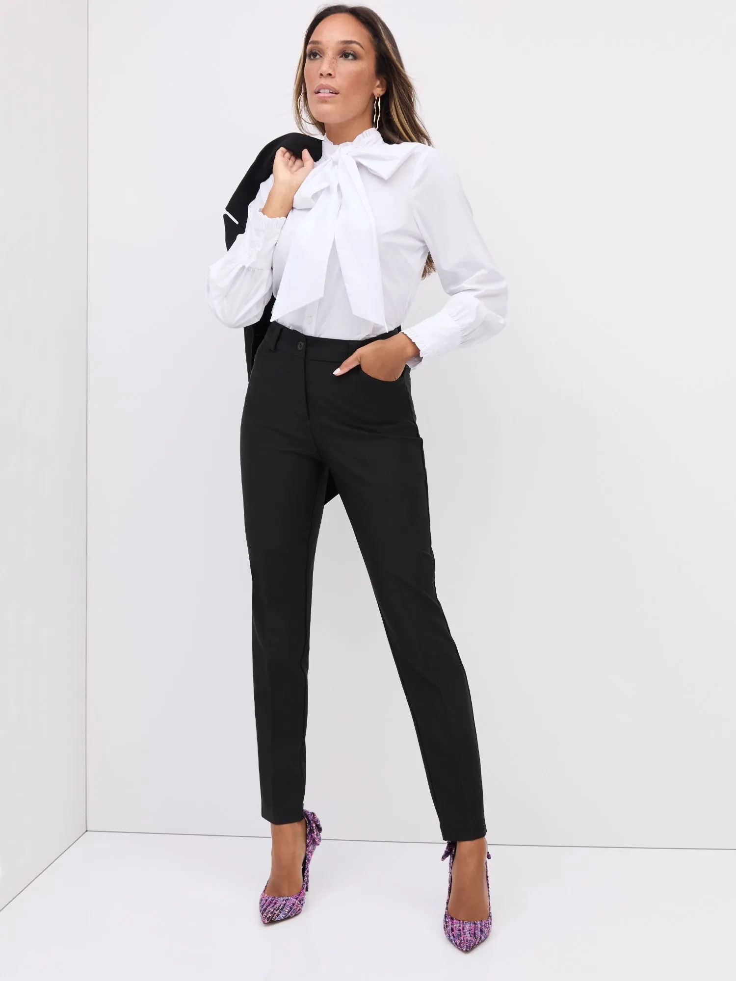Petite High-Waisted Slim-Leg Pant - Premium Stretch