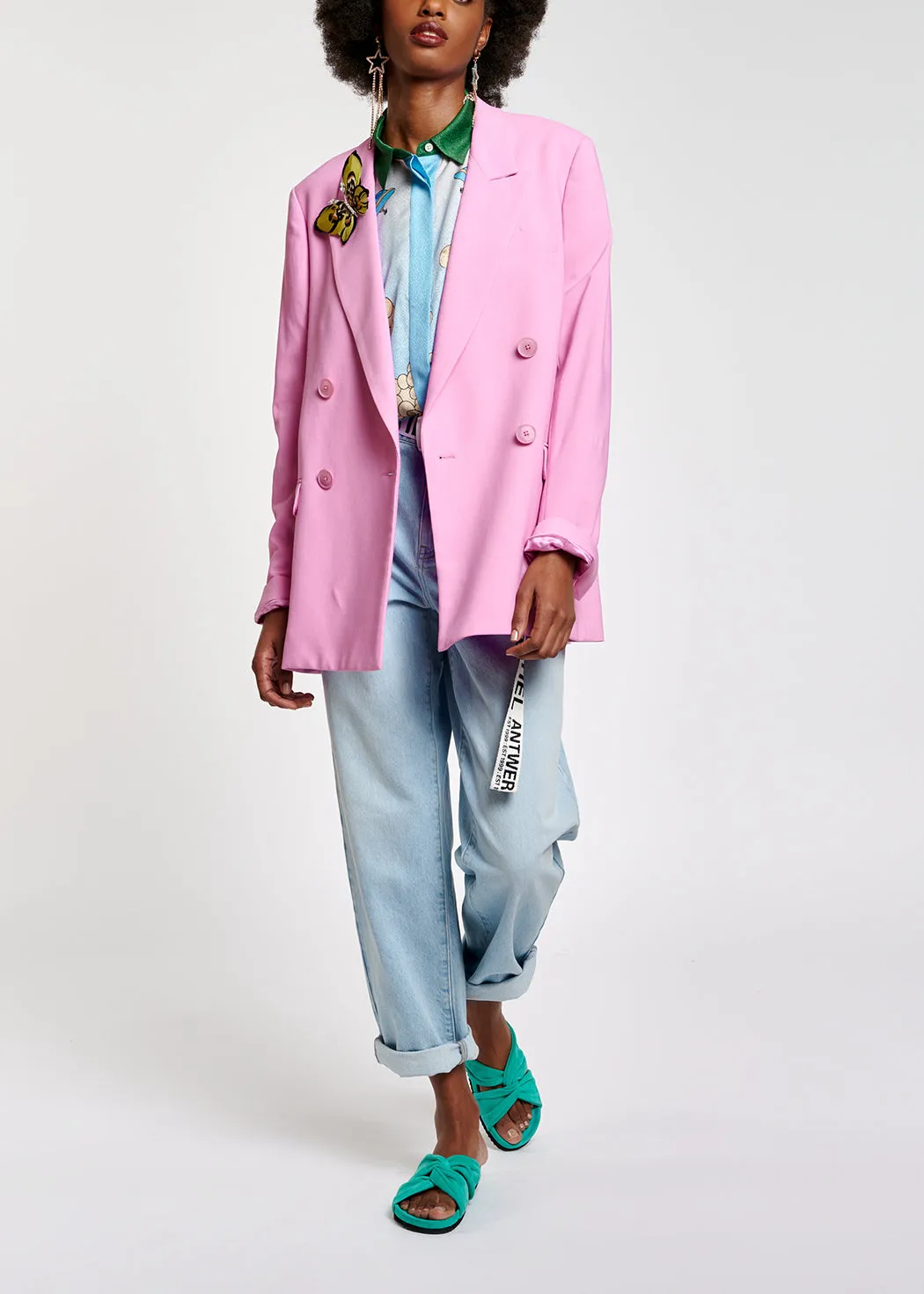Pink oversized double-breasted blazer
