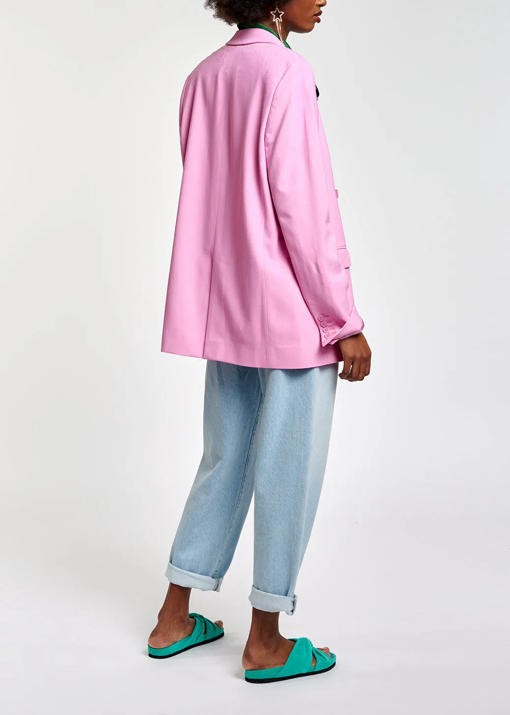Pink oversized double-breasted blazer