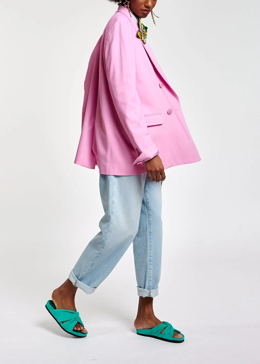 Pink oversized double-breasted blazer
