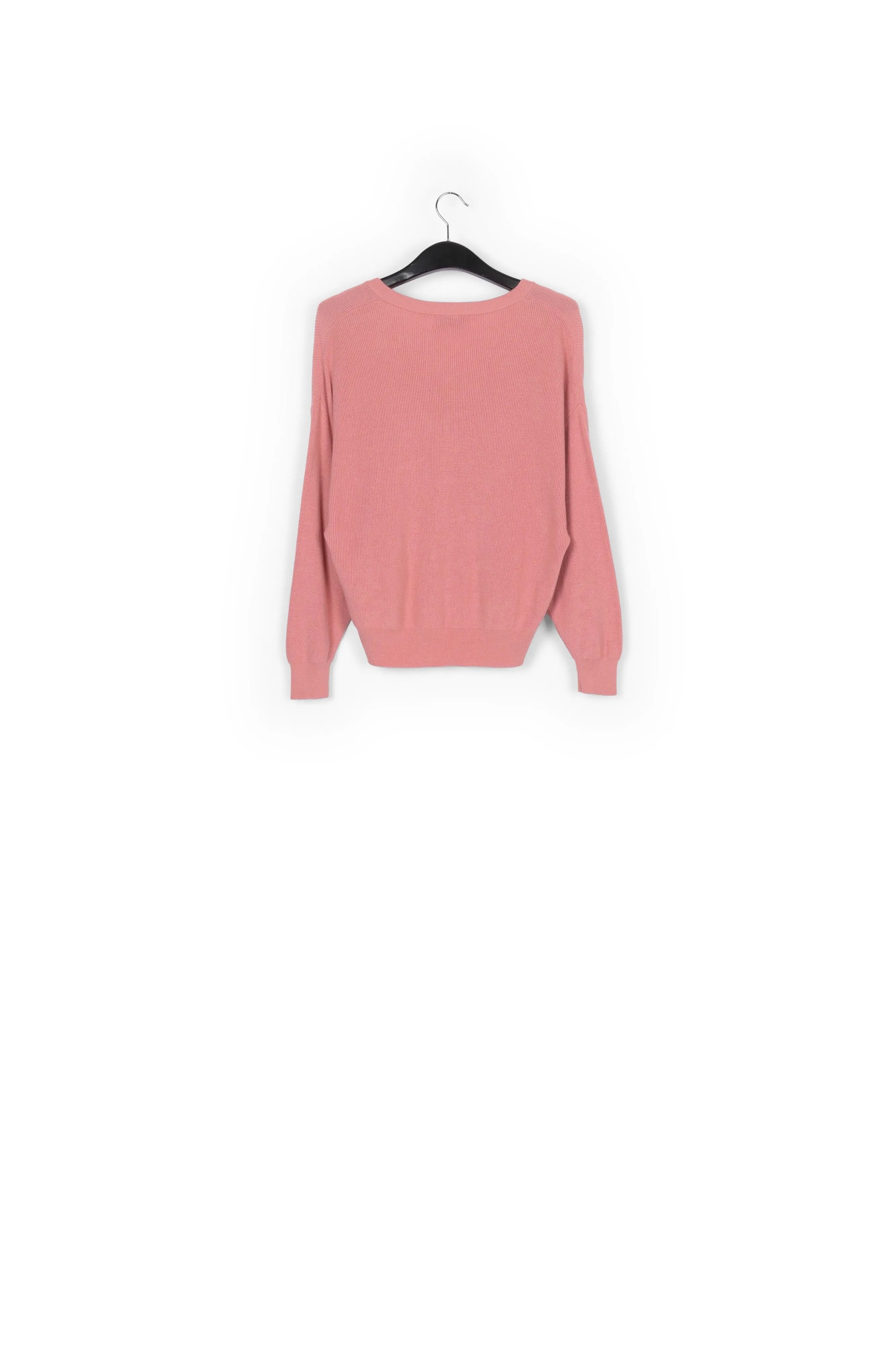 Pink oversized fine-knit sweater