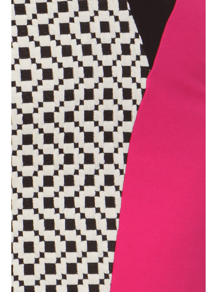 Plus Size Checkered Pastel Colorblock Pink Dress