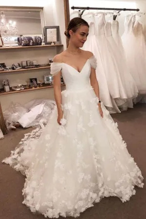 Princess Off-the-shoulder Flower Wedding Gown 2020