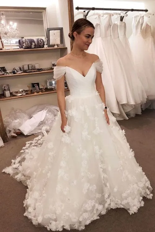 Princess Off-the-shoulder Flower Wedding Gown 2020