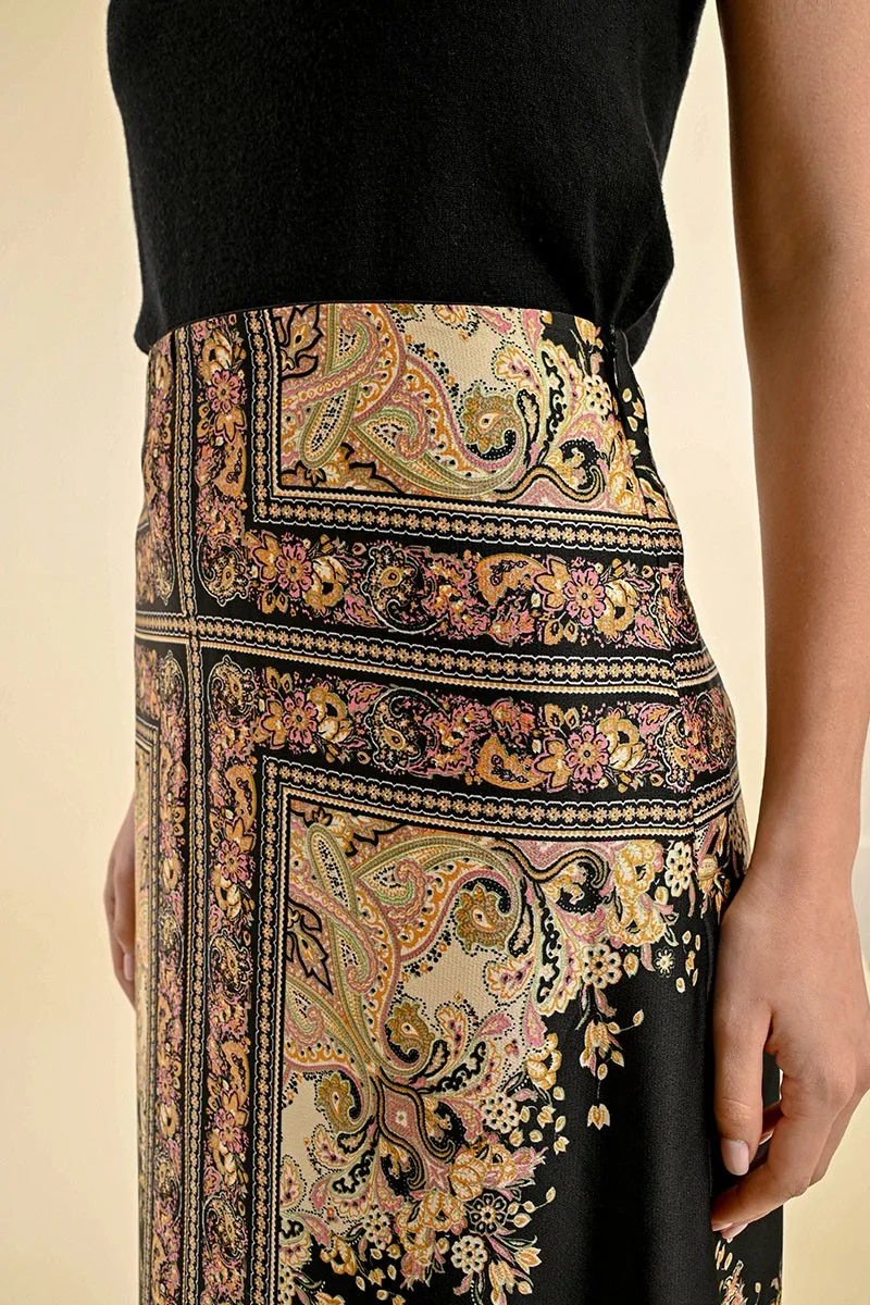 PRINTED MIDI SKIRT