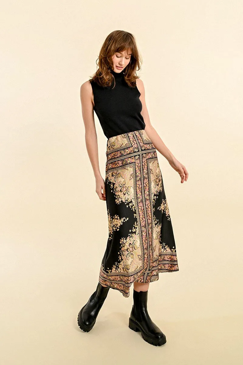 PRINTED MIDI SKIRT