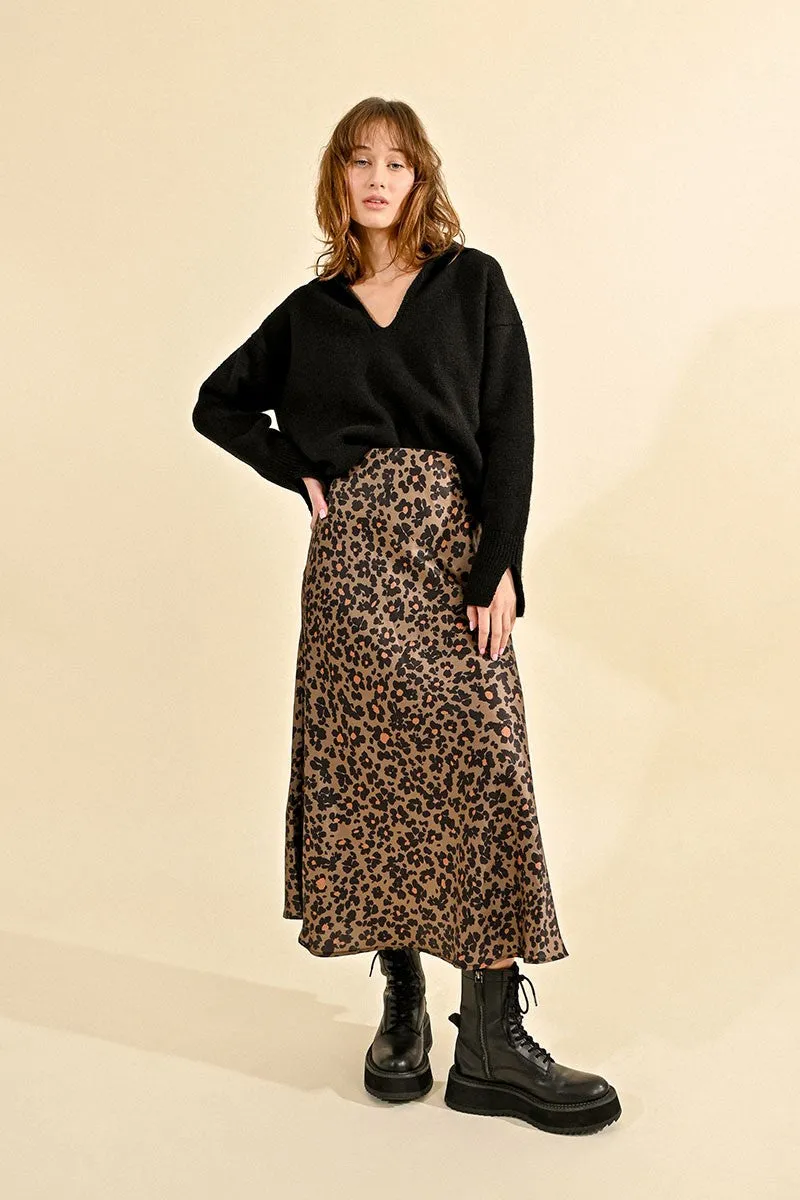 PRINTED SATIN SKIRT