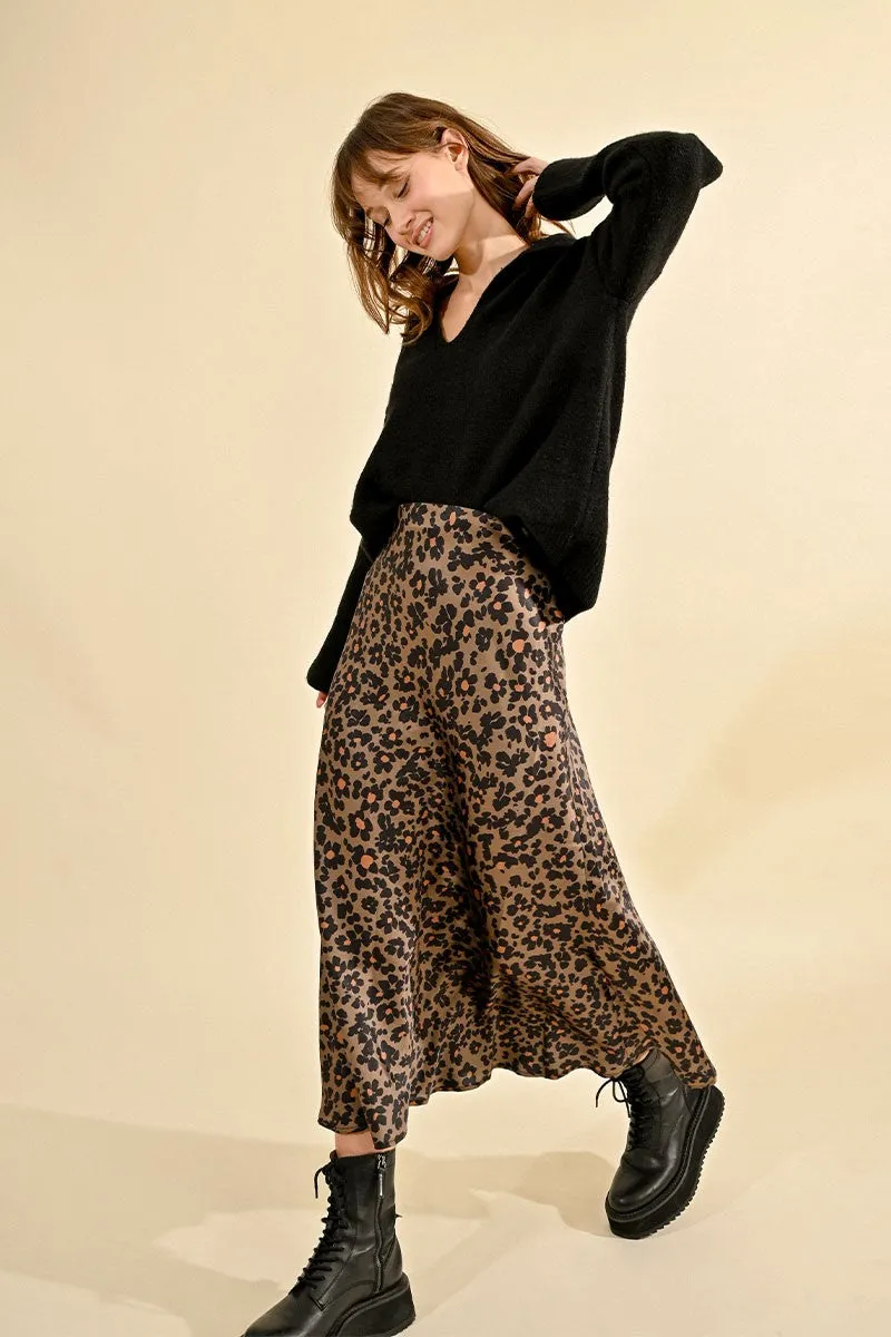PRINTED SATIN SKIRT