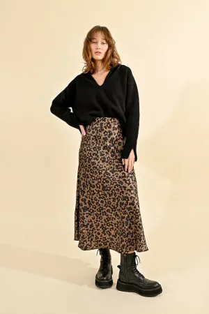 PRINTED SATIN SKIRT