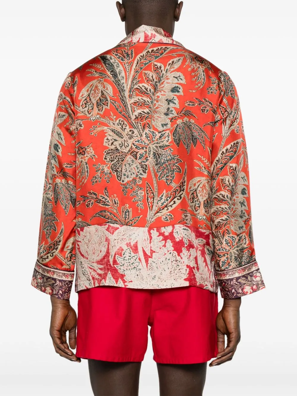 Printed silk double-breasted jacket