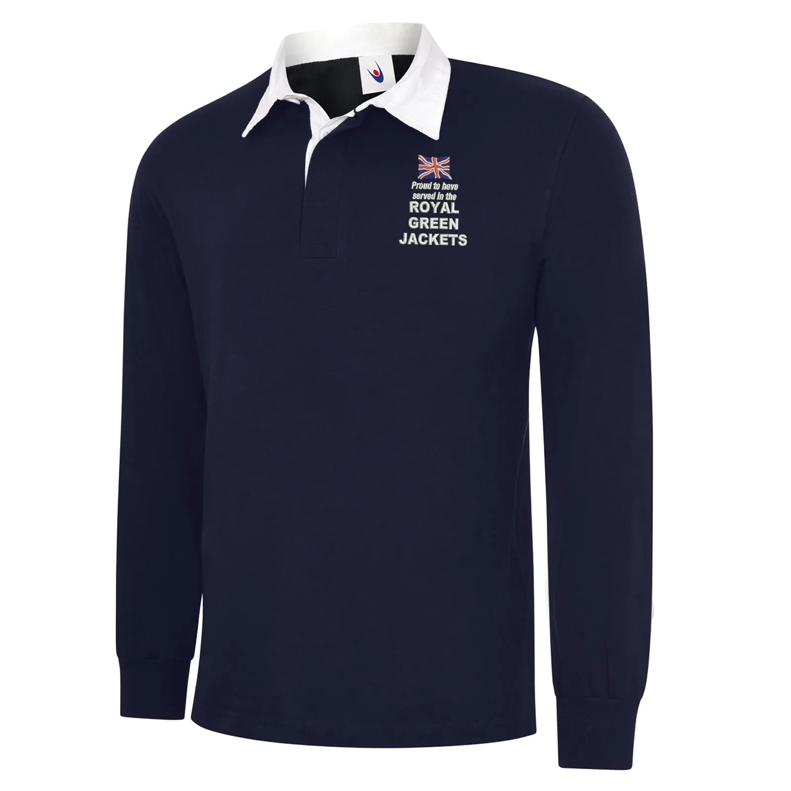 Proud to Have Served in The Royal Green Jackets Embroidered Long Sleeve Rugby Shirt