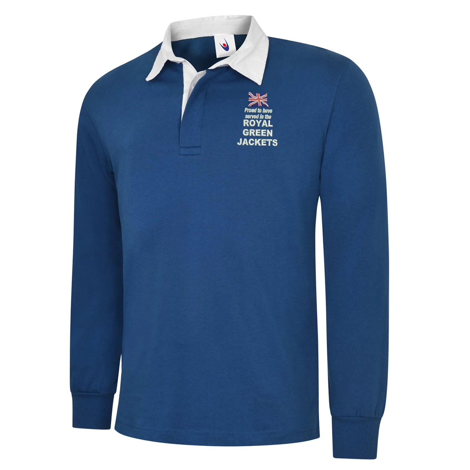 Proud to Have Served in The Royal Green Jackets Embroidered Long Sleeve Rugby Shirt