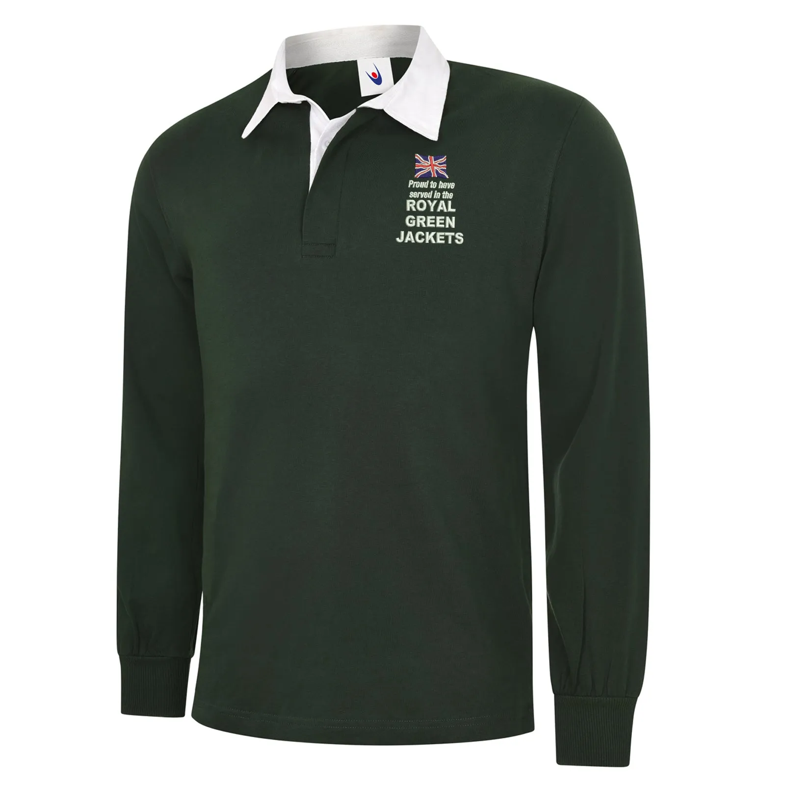 Proud to Have Served in The Royal Green Jackets Embroidered Long Sleeve Rugby Shirt