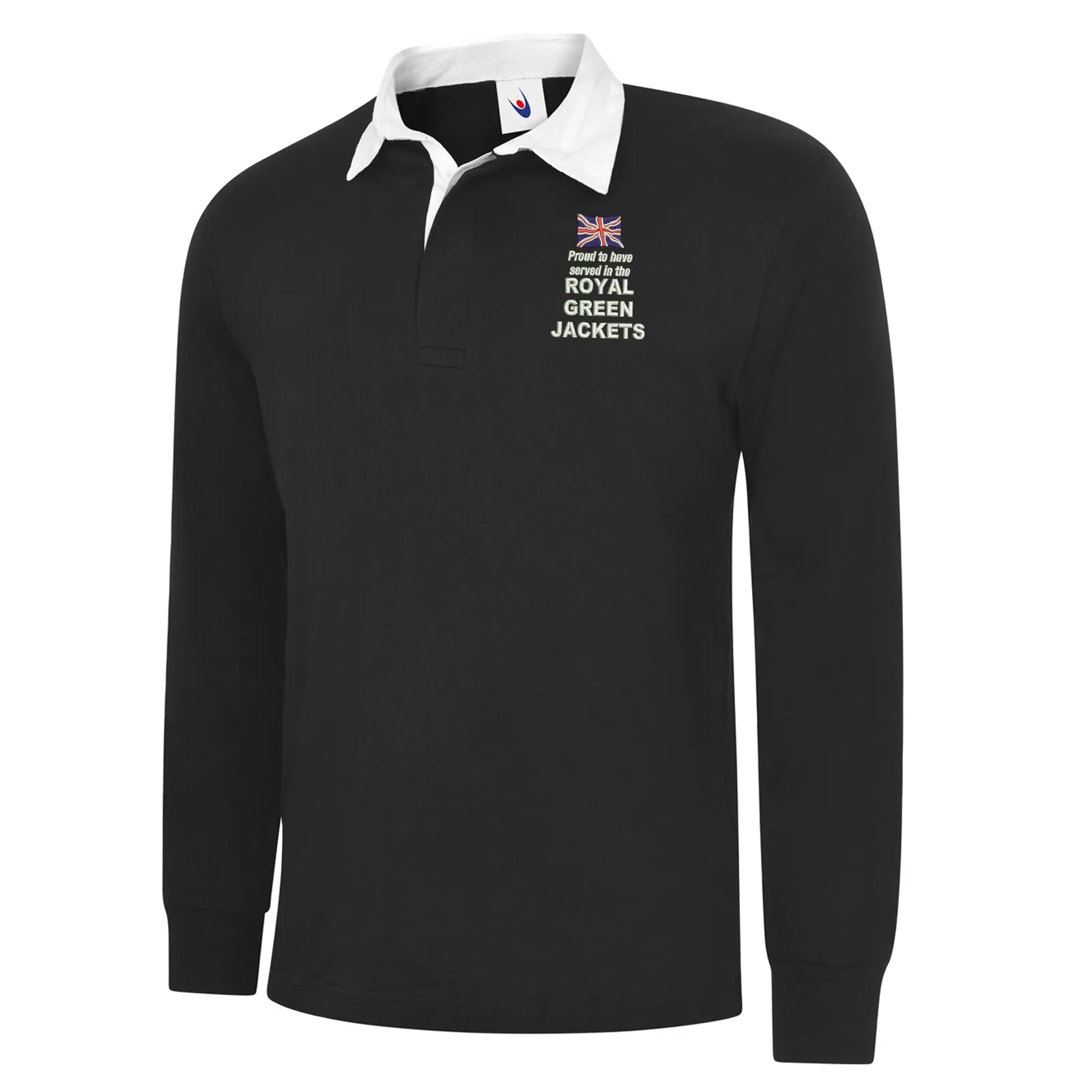 Proud to Have Served in The Royal Green Jackets Embroidered Long Sleeve Rugby Shirt
