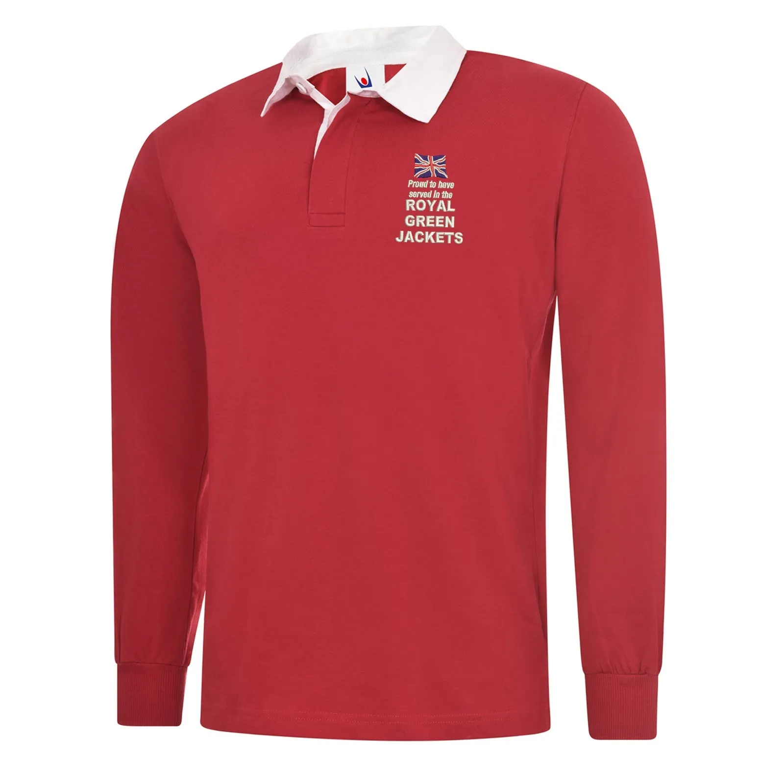 Proud to Have Served in The Royal Green Jackets Embroidered Long Sleeve Rugby Shirt
