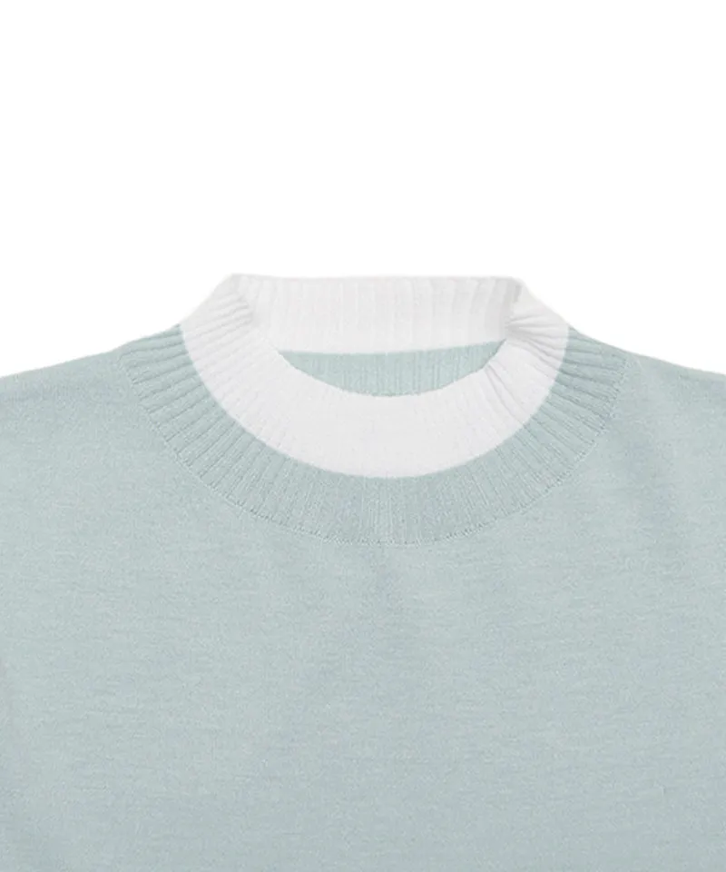 Q.C PLAY: High Neck Color Blocking Diagonal Team Long Knit - 3 Colors