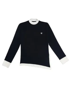 Q.C PLAY: High Neck Color Blocking Diagonal Team Long Knit - 3 Colors