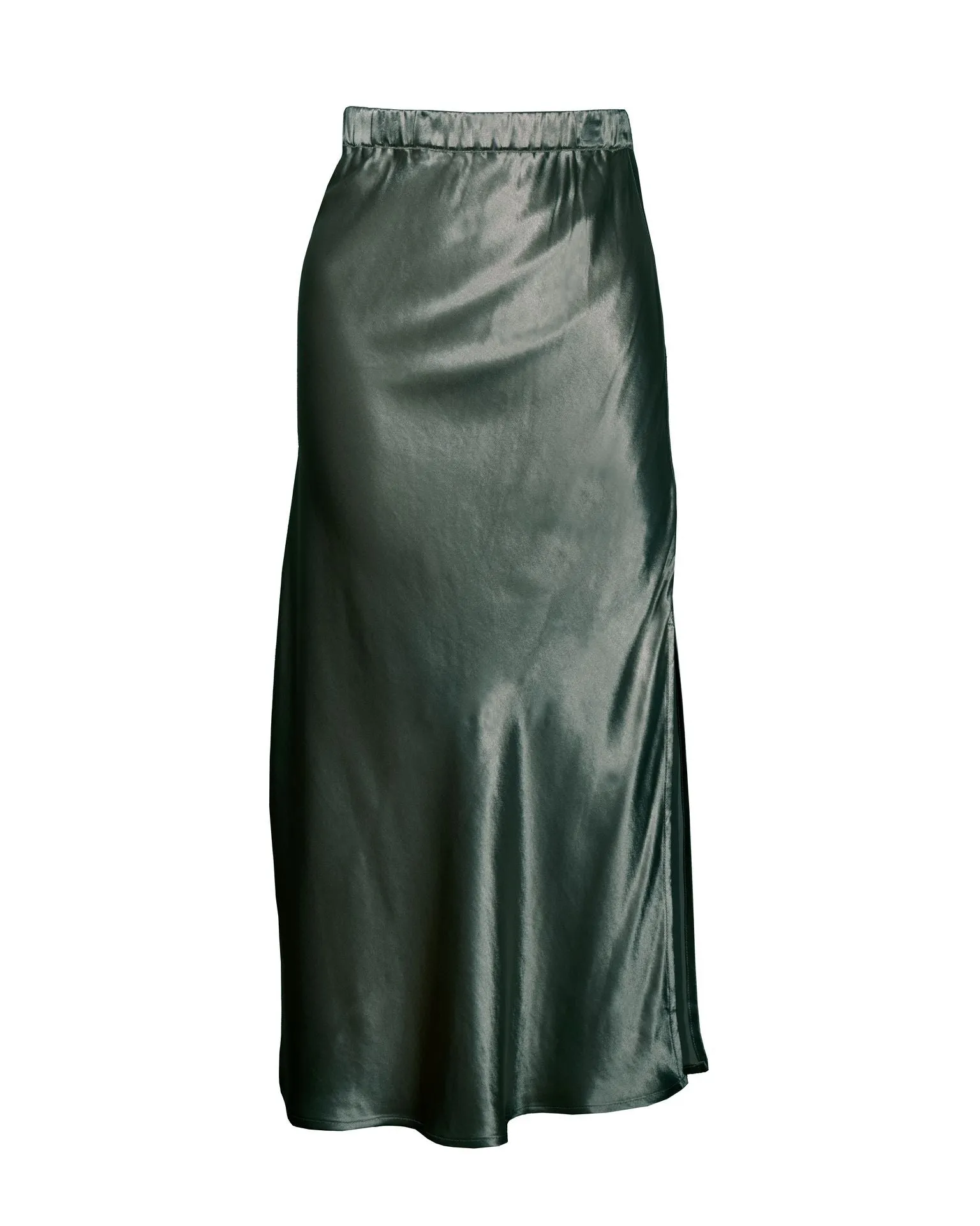 "The Orla" - Satin Midi Skirt (Khaki)
