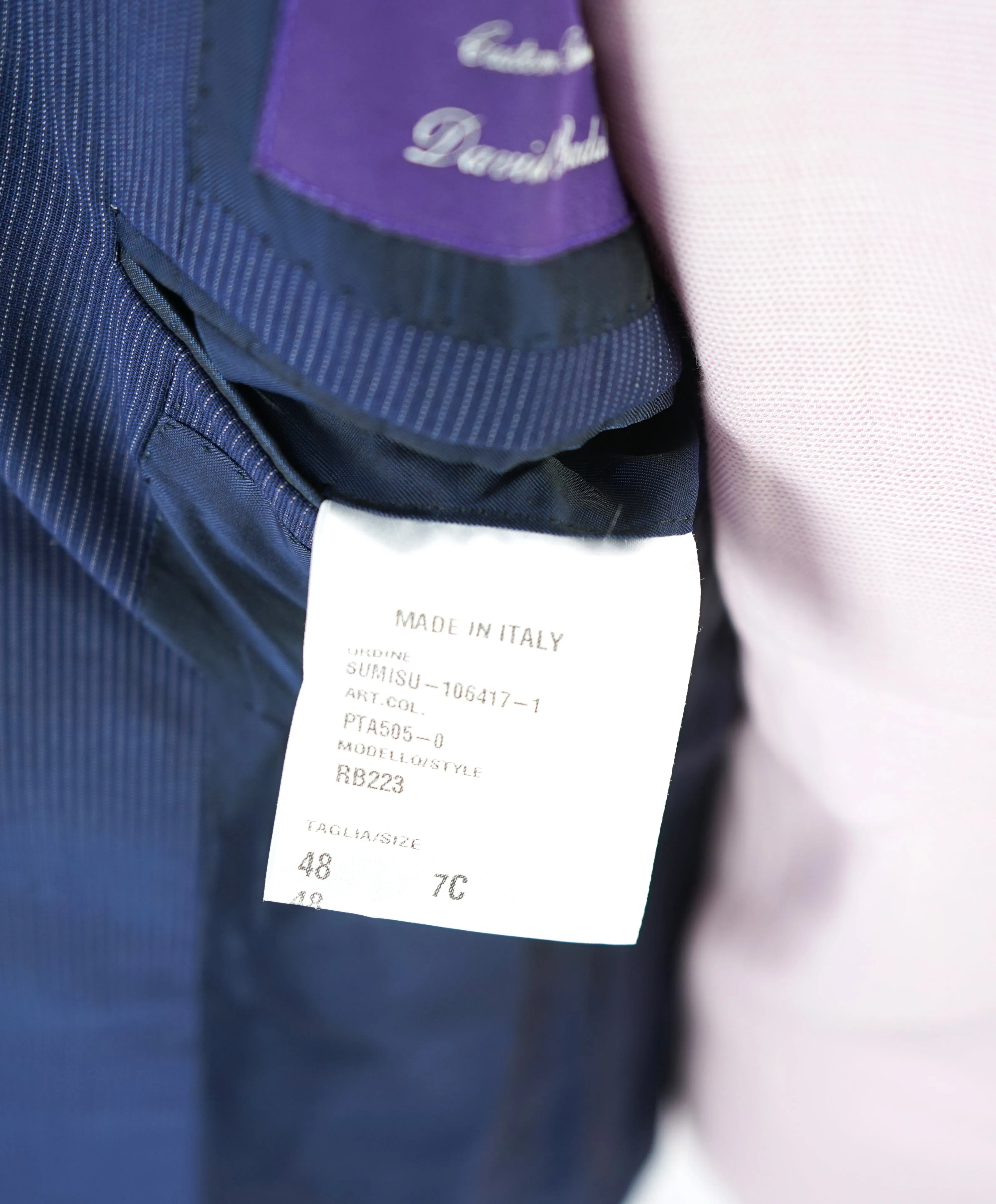 RALPH LAUREN PURPLE LABEL - *Custom* Pencil Stripe Blue SIDE TABS Suit - 38S