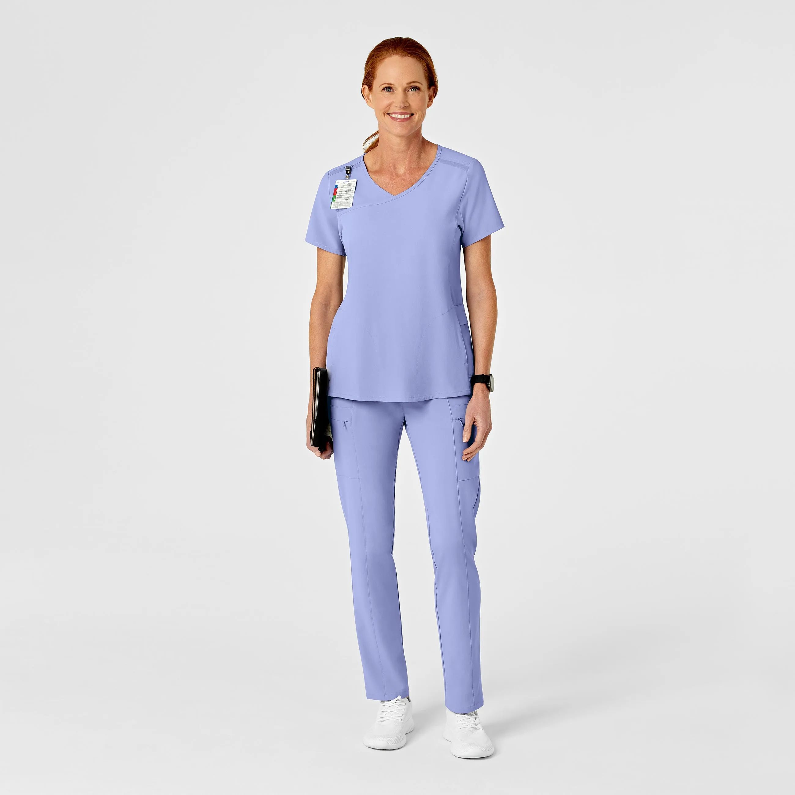 RENEW 5334 High Waist Slim Leg Scrub Pants Ceil Blue