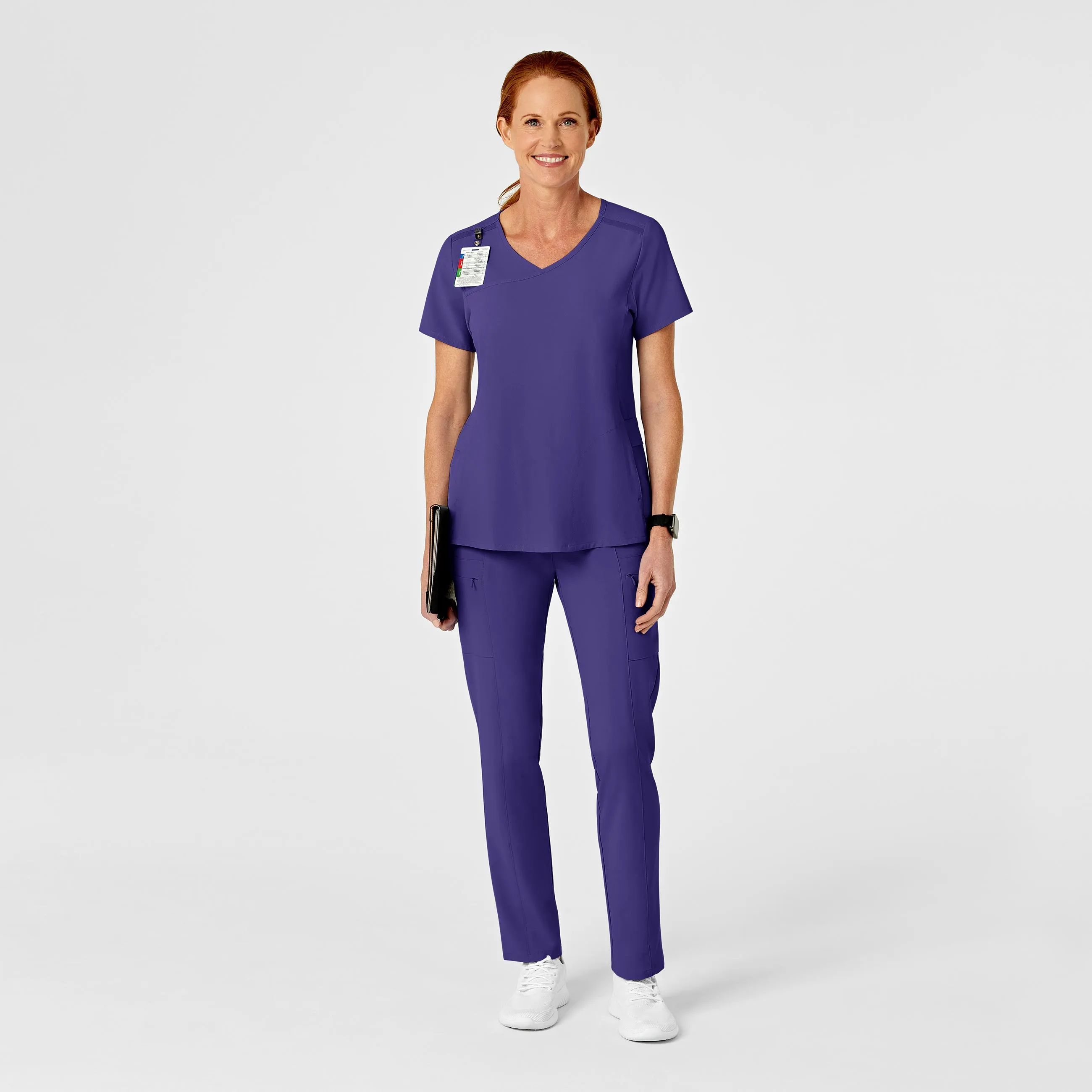 RENEW 5334 High Waist Slim Leg Scrub Pants Grape