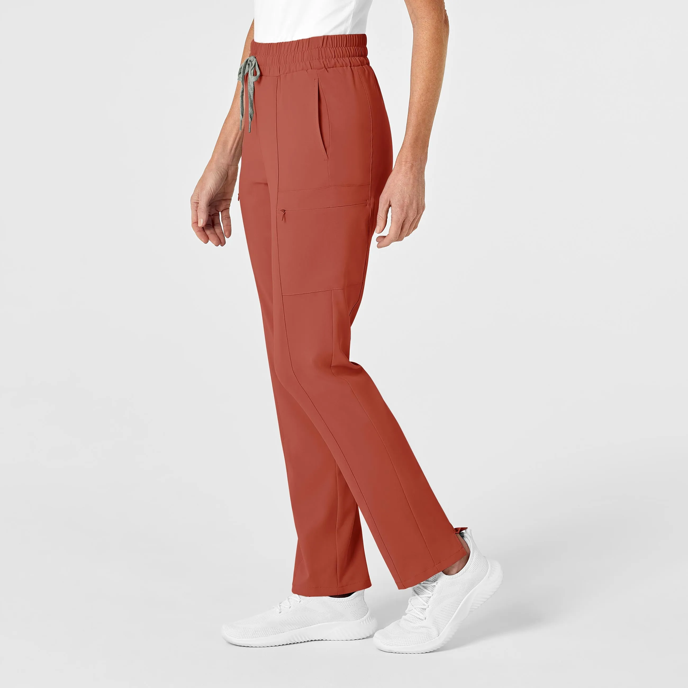RENEW 5334 High Waist Slim Leg Scrub Pants Mineral Red