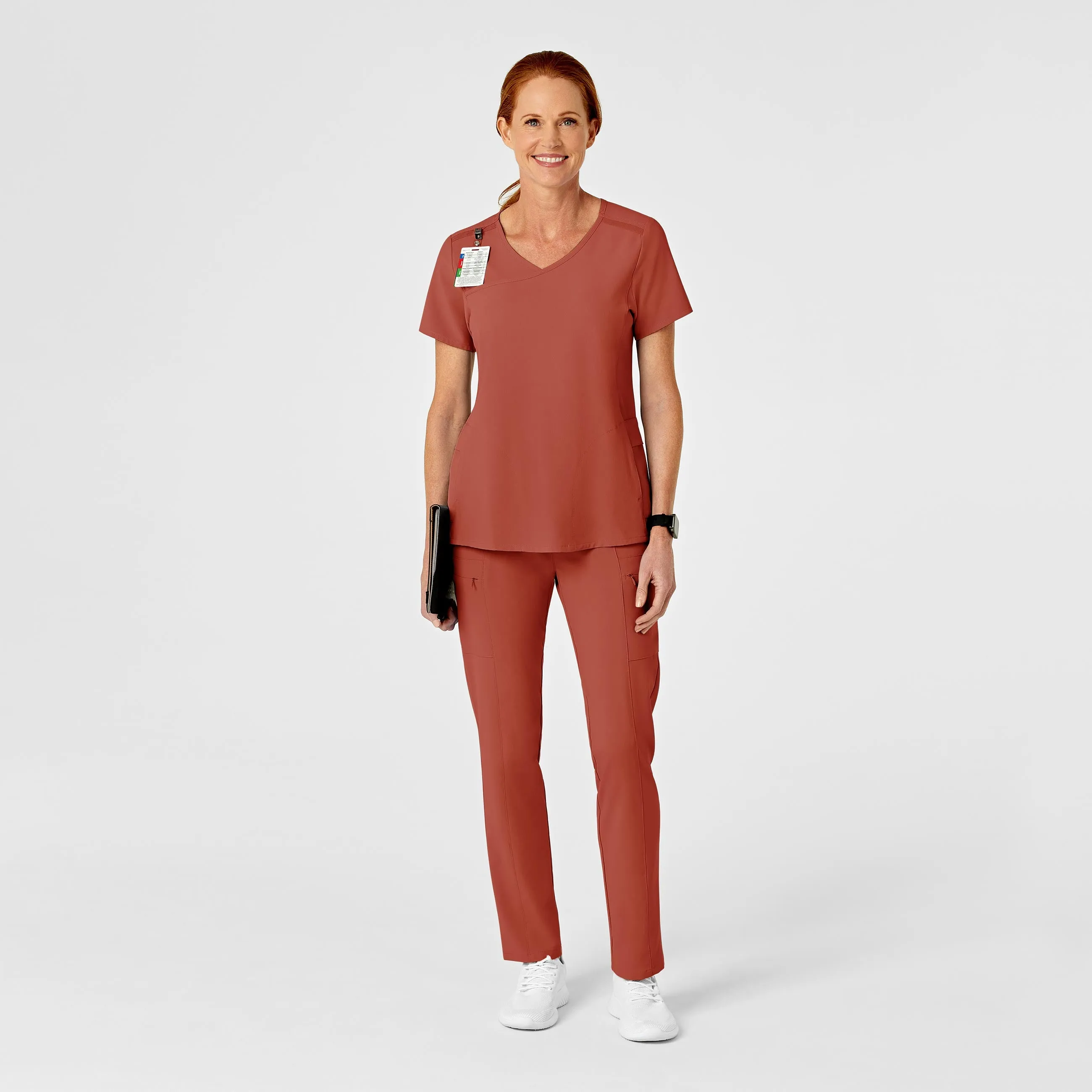 RENEW 5334 High Waist Slim Leg Scrub Pants Mineral Red