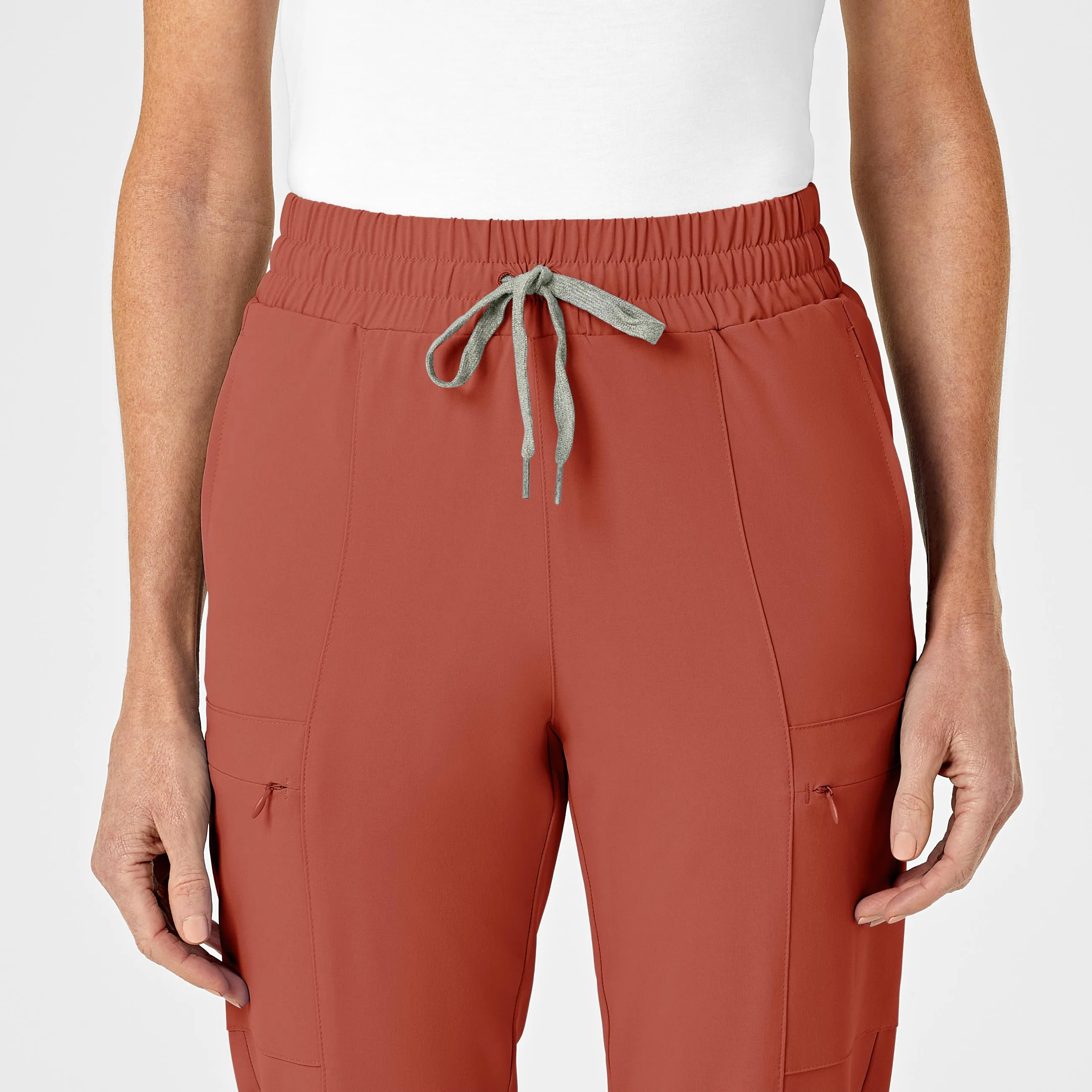 RENEW 5334 High Waist Slim Leg Scrub Pants Mineral Red