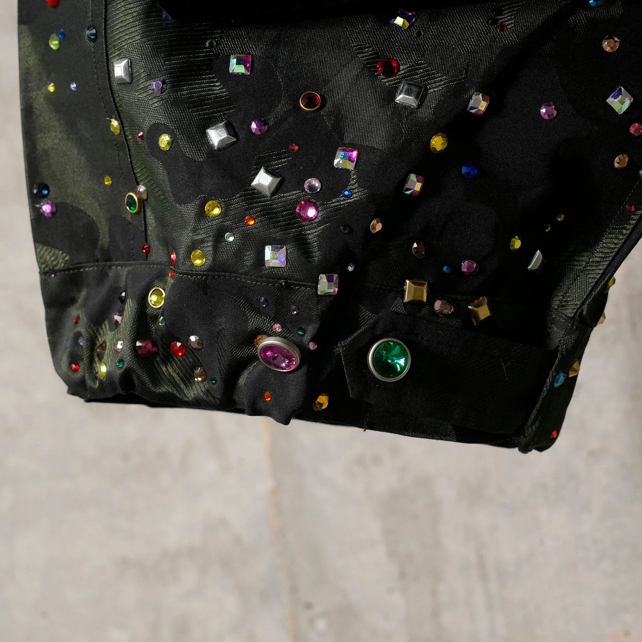 RHINESTONE RAIN MILITARY JACKET / CAMOUFLAGE