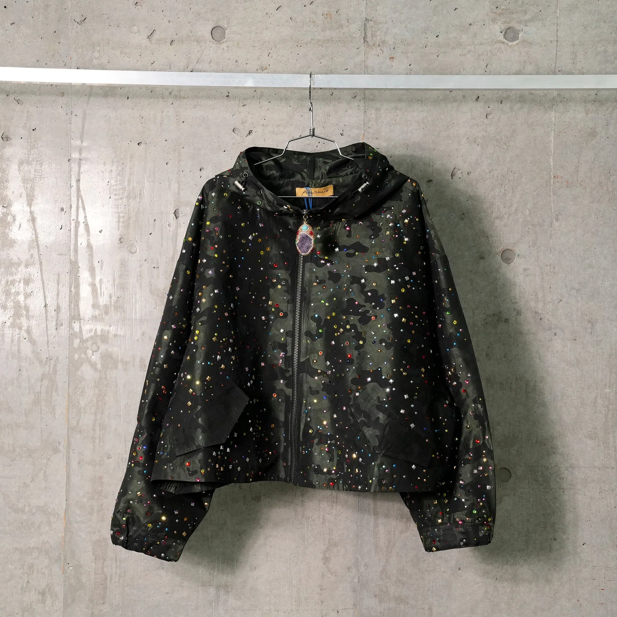 RHINESTONE RAIN MILITARY JACKET / CAMOUFLAGE