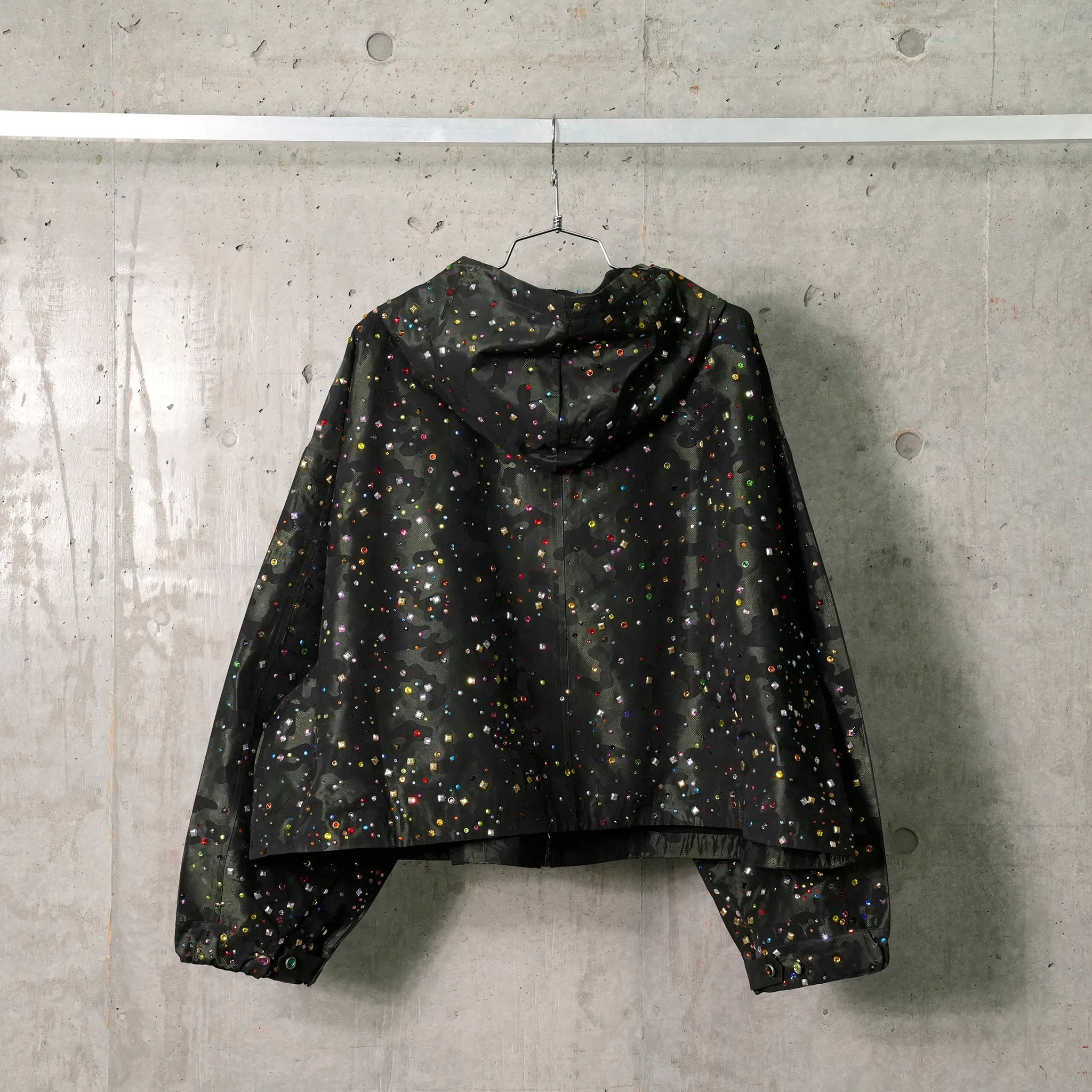 RHINESTONE RAIN MILITARY JACKET / CAMOUFLAGE
