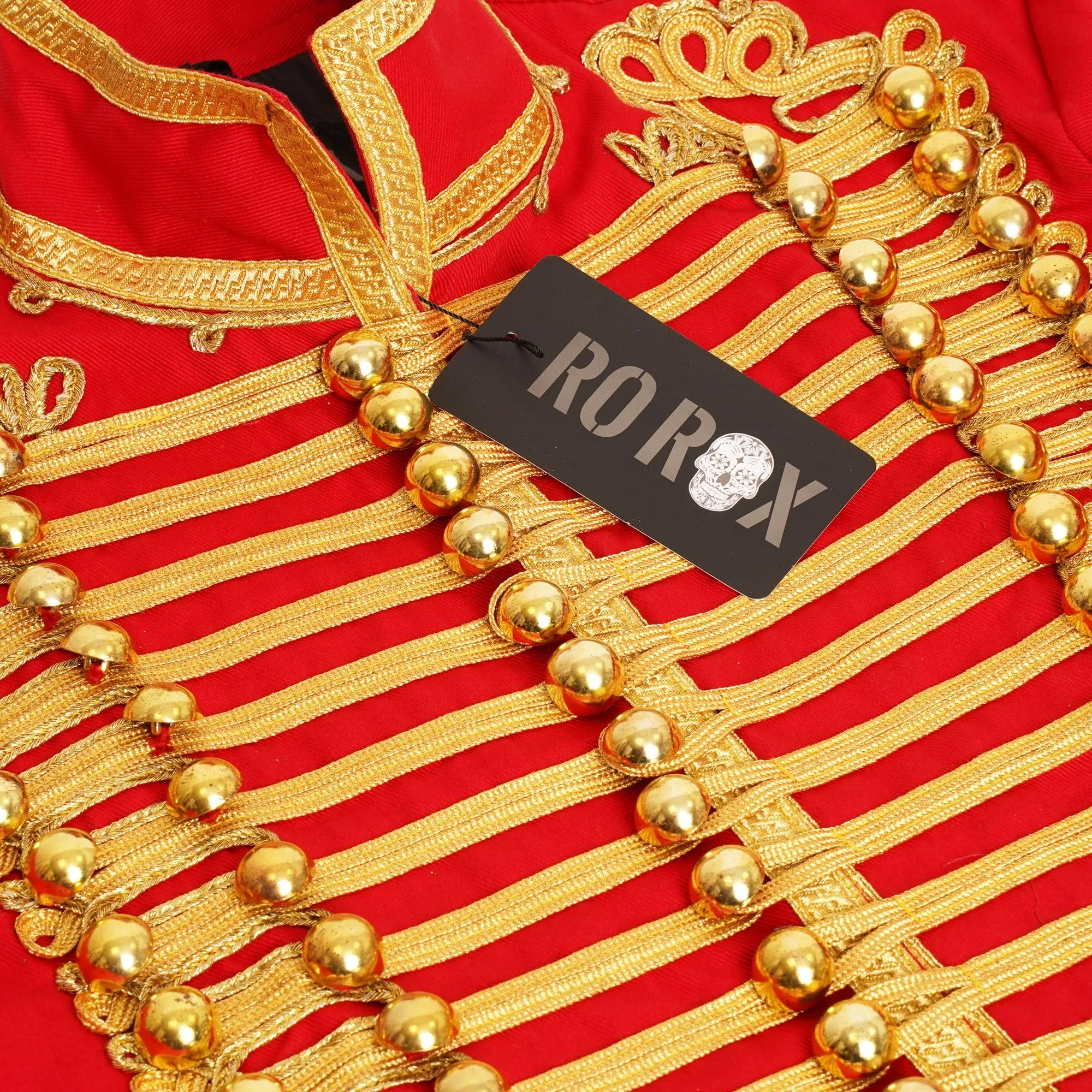 Ro Rox Men's Adam Luxe Military Drummer Red Parade Jacket
