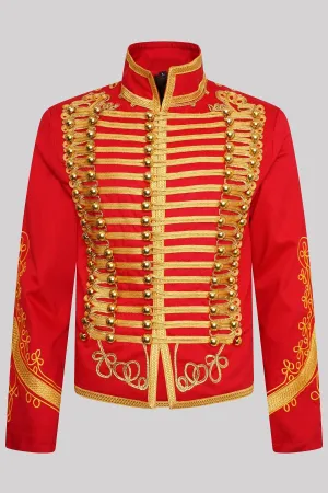 Ro Rox Men's Adam Luxe Military Drummer Red Parade Jacket