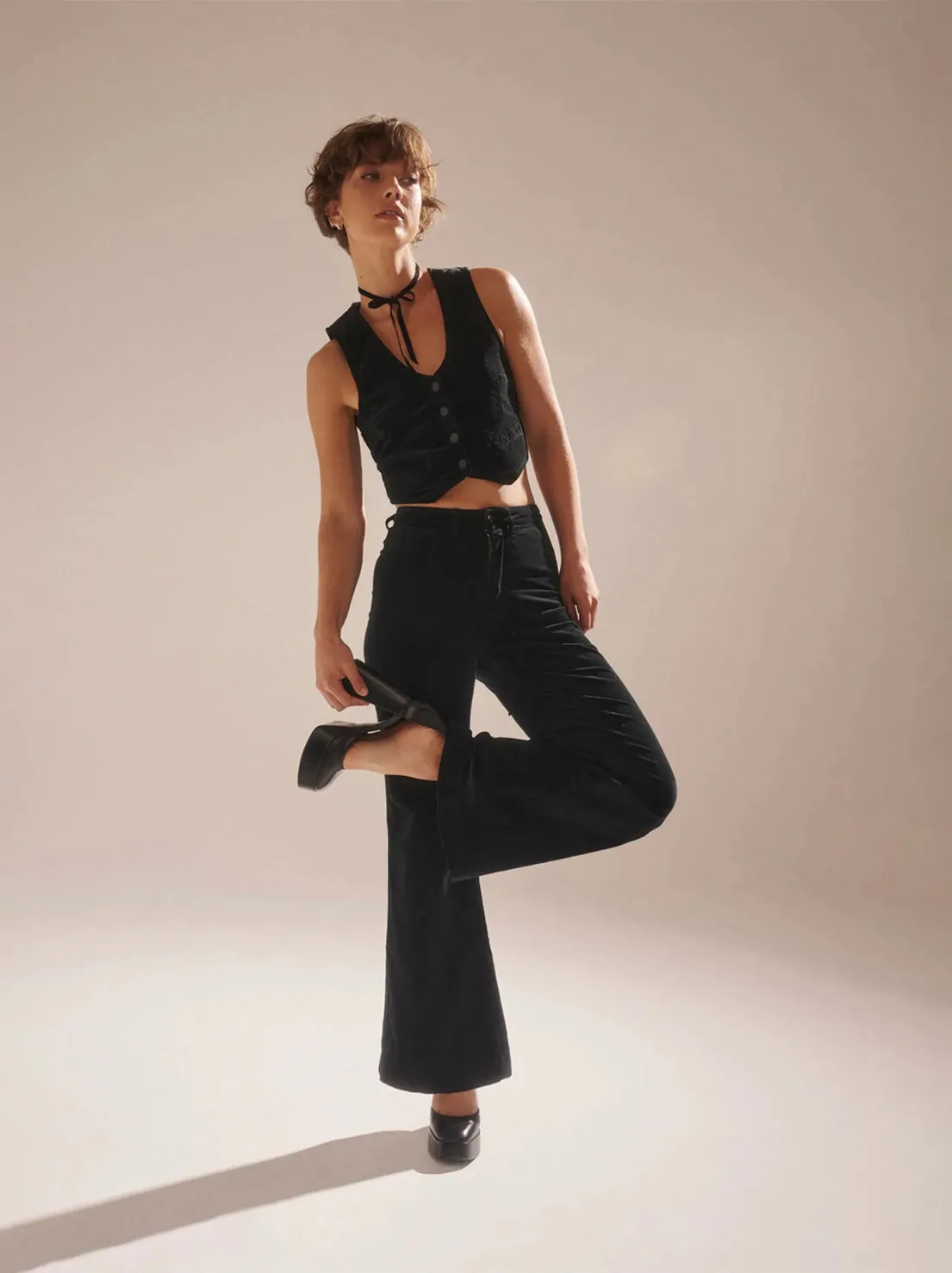 Rolla's - Studio Velvet Flare Pants - Black