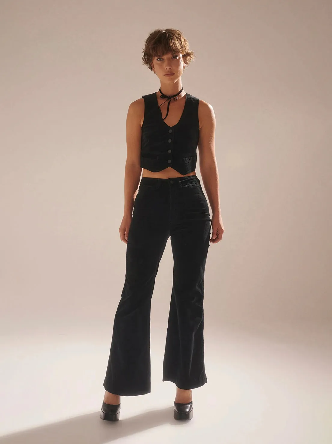 Rolla's - Studio Velvet Flare Pants - Black