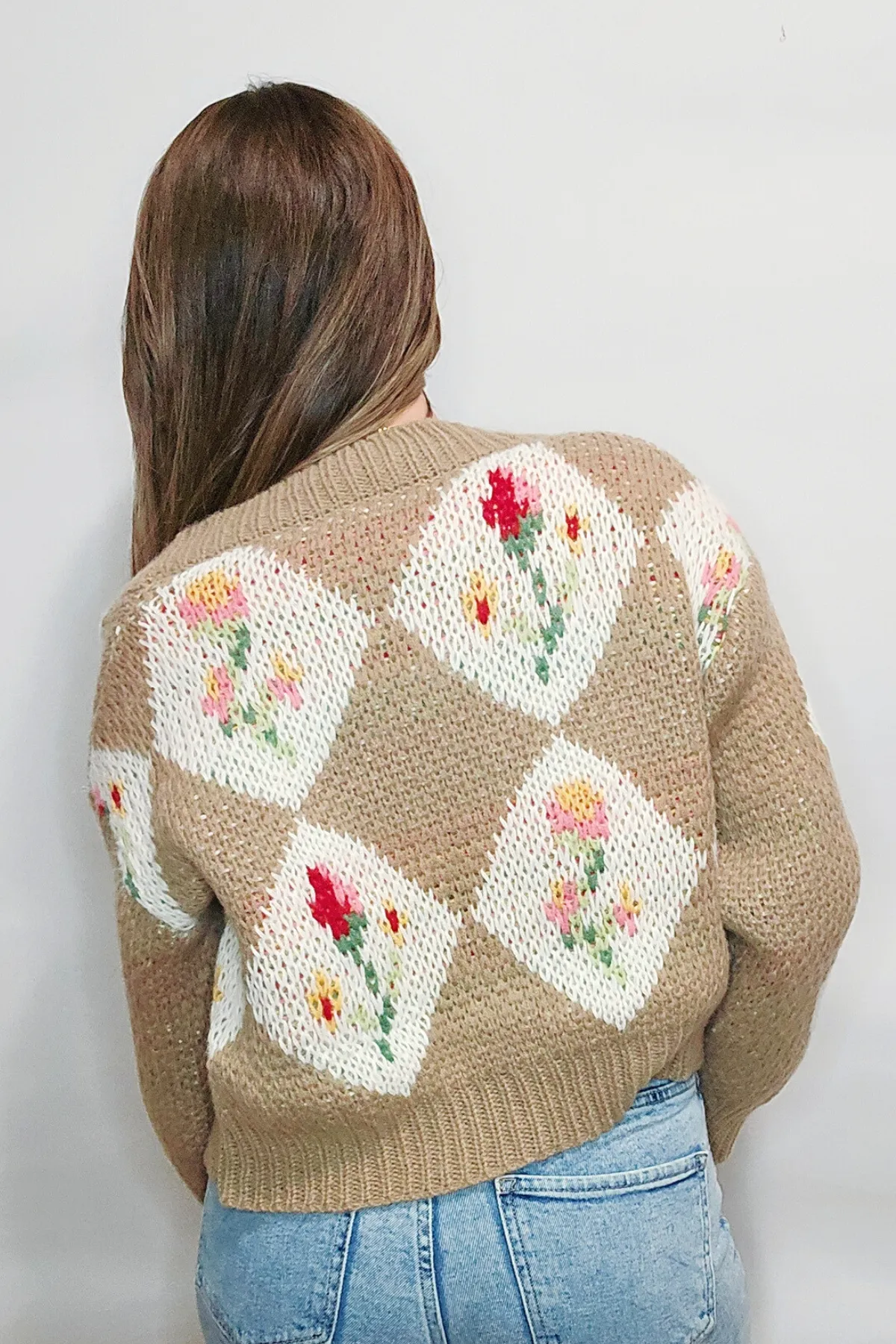 Romantic Bouquet Cropped Vintage Floral Cardigan