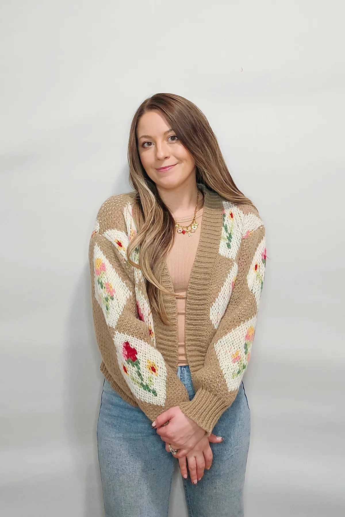 Romantic Bouquet Cropped Vintage Floral Cardigan