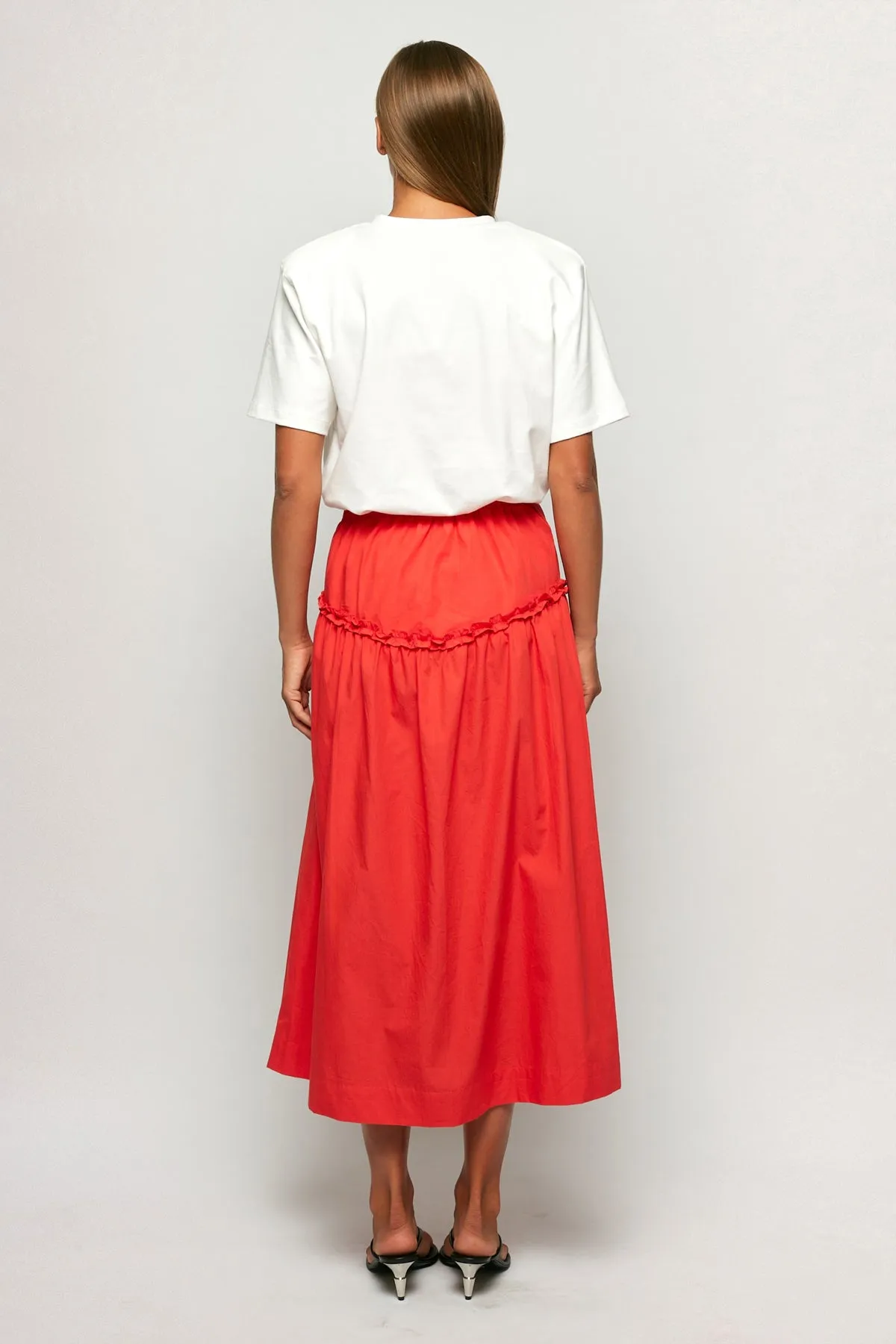 Rose Statement Tee | High Waisted Gathered Midi