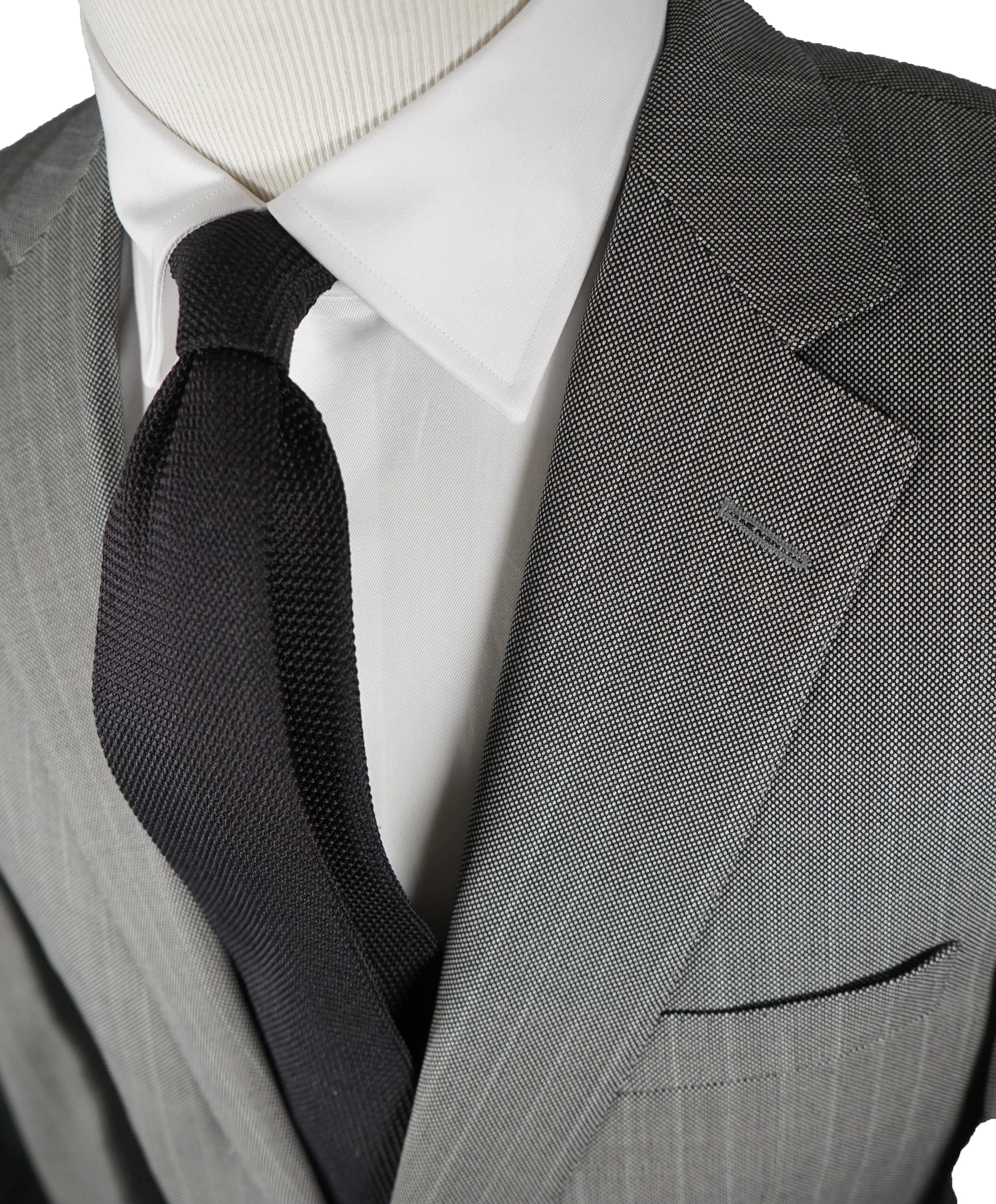 SAMUELSOHN - Super 130’s Textured Wool Gray Birdseye Stripe Suit - 42R