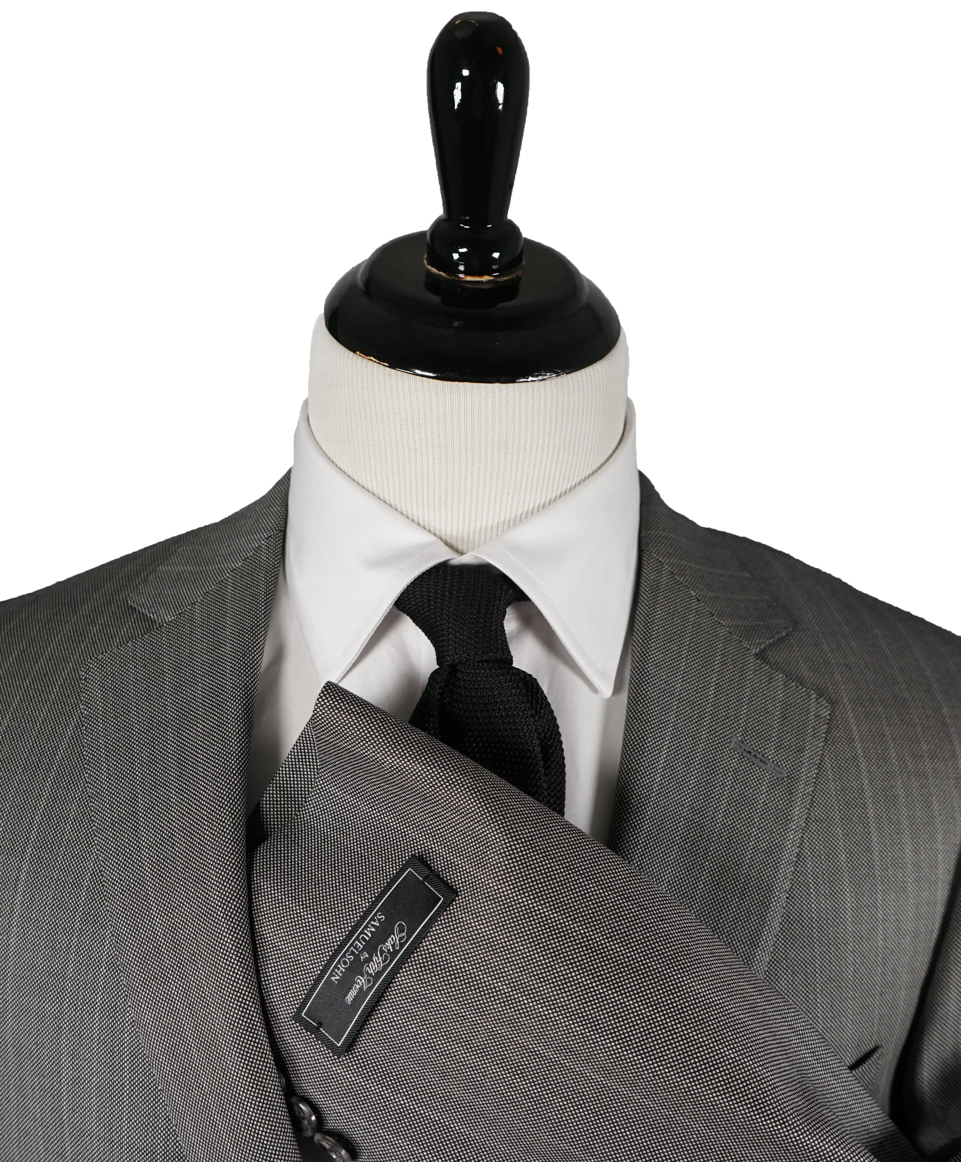 SAMUELSOHN - Super 130’s Textured Wool Gray Birdseye Stripe Suit - 42R